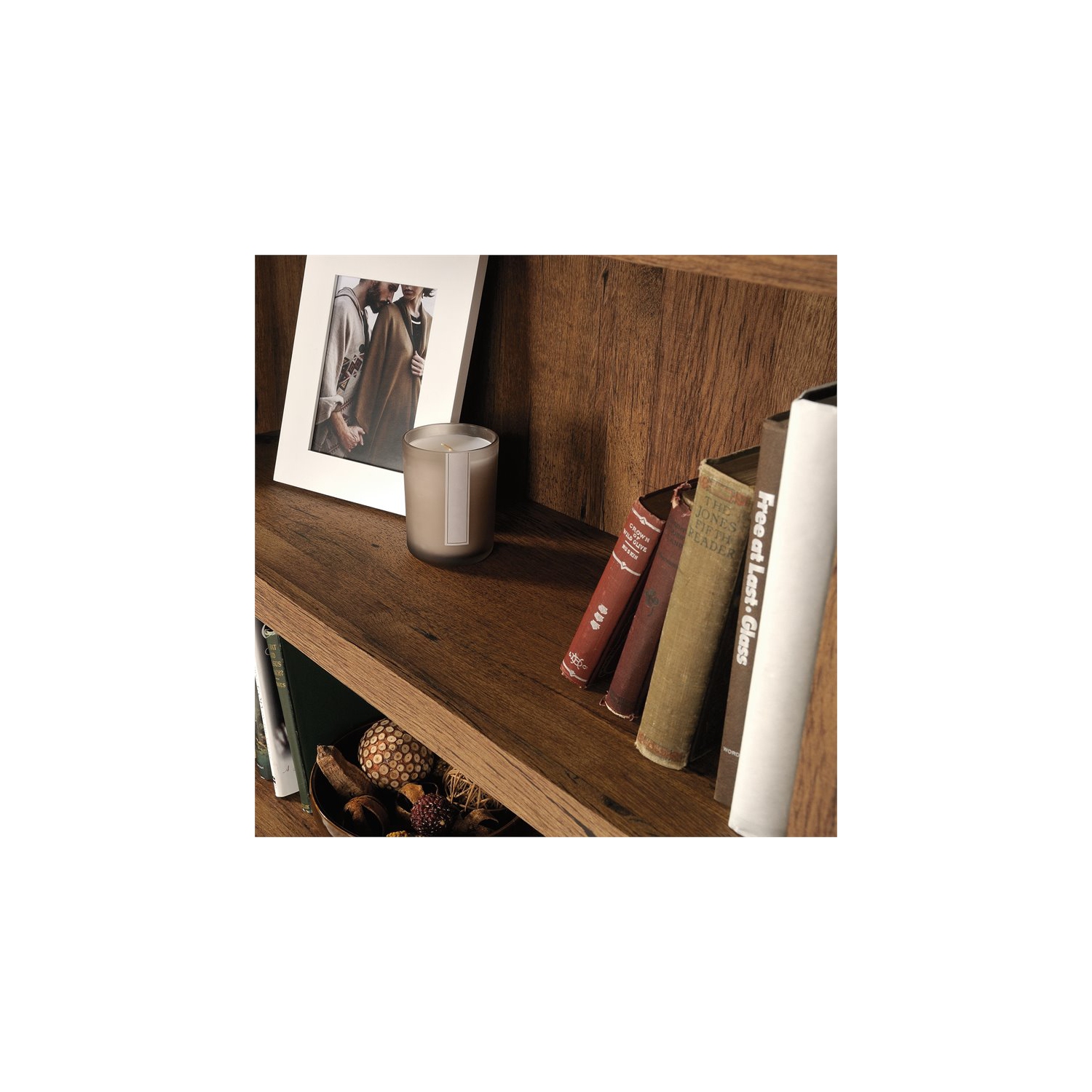 Sauder Misc Storage 3-Shelf 2-Door Tall Wood Bookcase in Vintage Oak