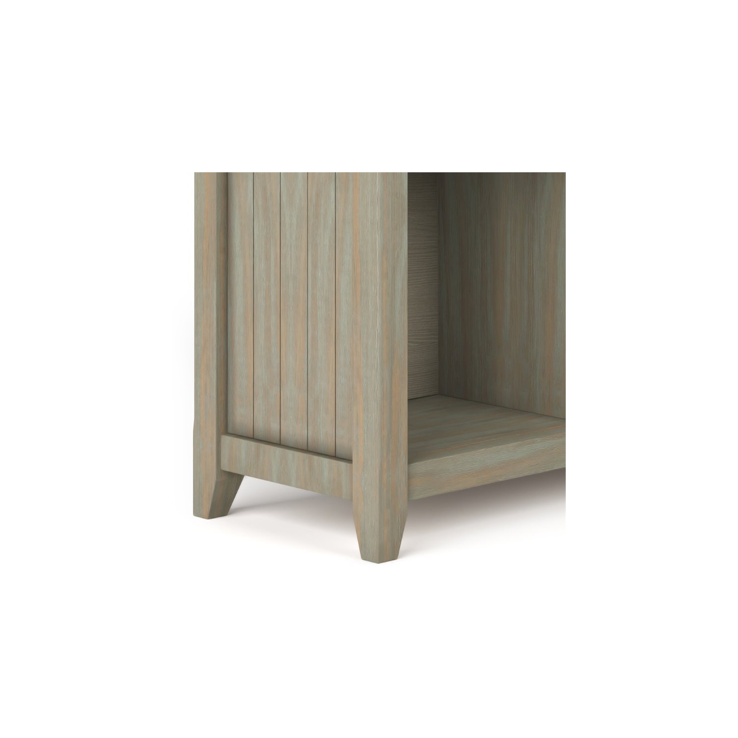 Simpli Home Acadian Wood 33" x 57" Transitional 8 Cube Sofa Table in Gray