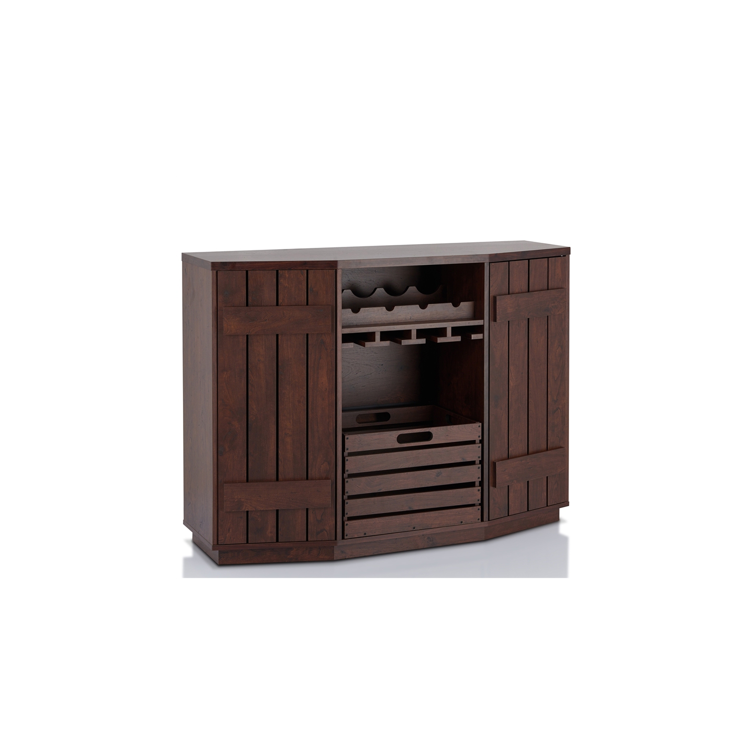 Furniture of America Layfield Wood Multi-Storage Buffet in Vintage Walnut