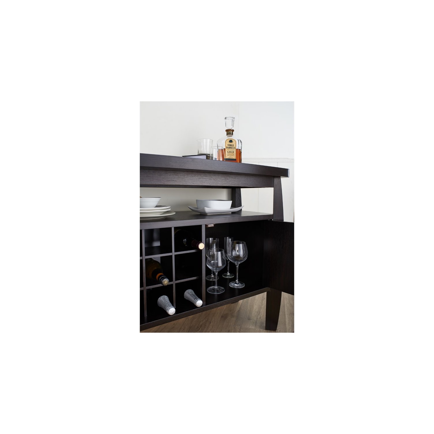 Furniture of America Mendota Wood Buffet Table with Wine Rack in Espresso