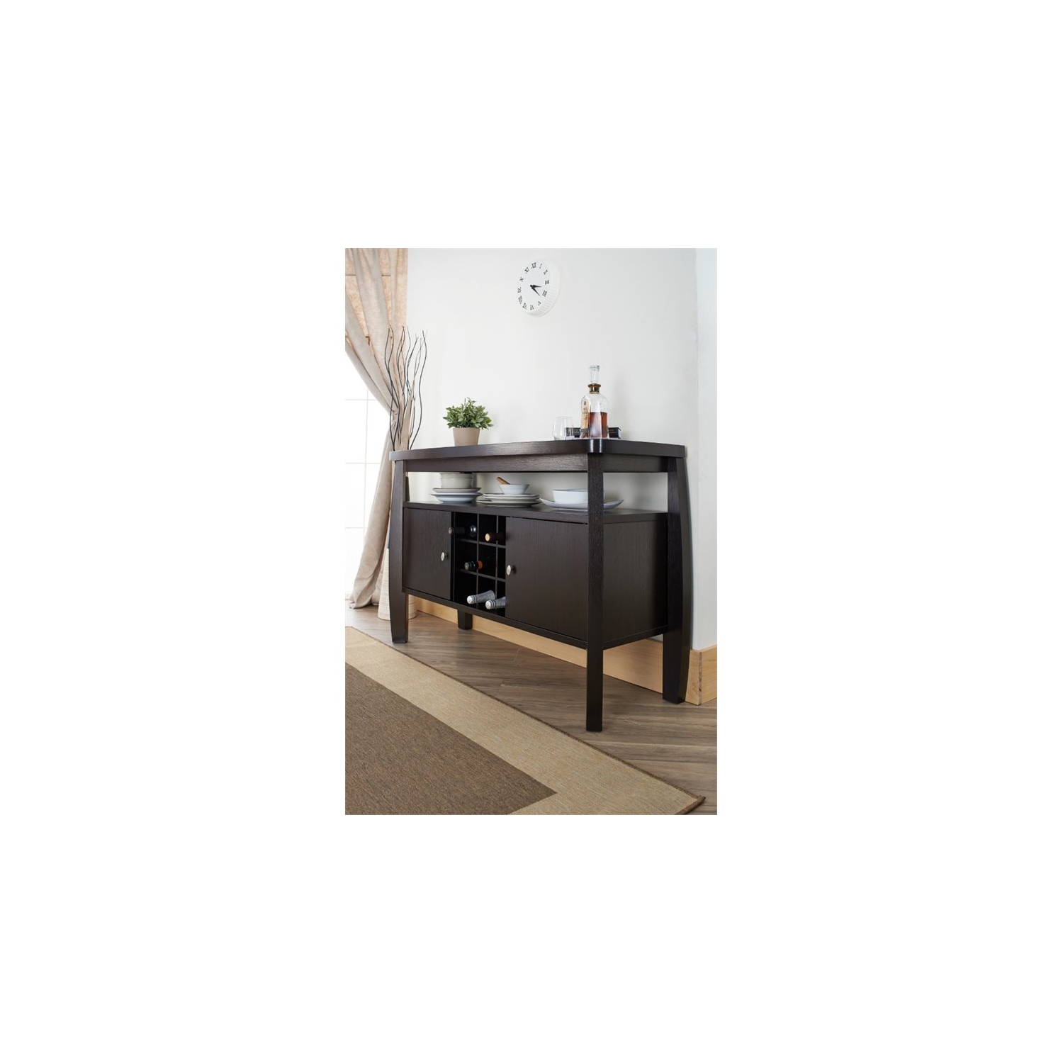 Furniture of America Mendota Wood Buffet Table with Wine Rack in Espresso