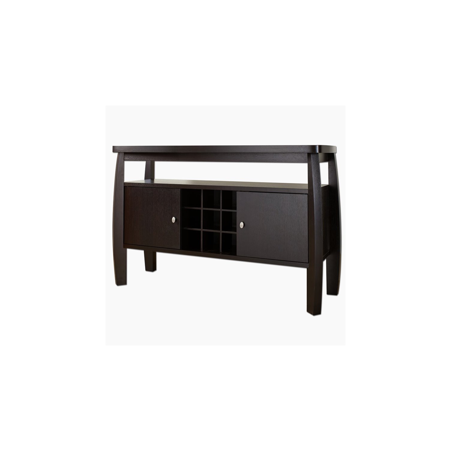 Furniture of America Mendota Wood Buffet Table with Wine Rack in Espresso