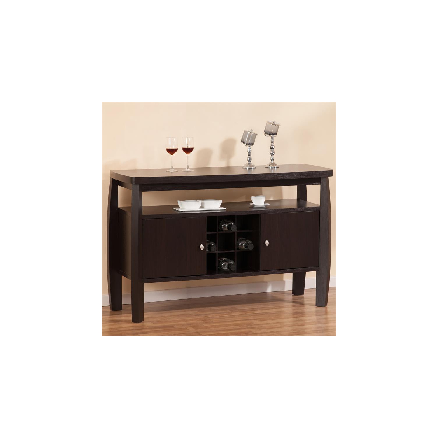 Furniture of America Mendota Wood Buffet Table with Wine Rack in Espresso