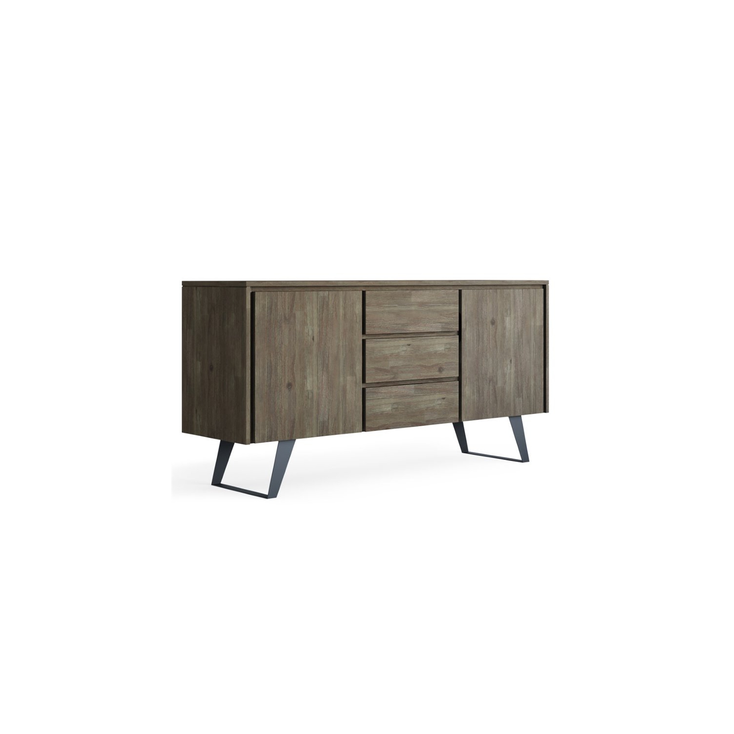 Simpli Home Lowry Solid Acacia Wood Sideboard Buffet in Gray