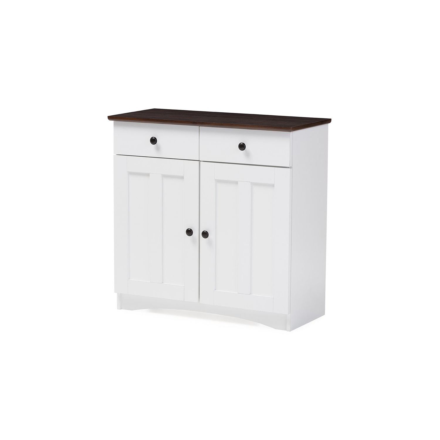 Baxton Studio Lauren Server in White and Dark Brown