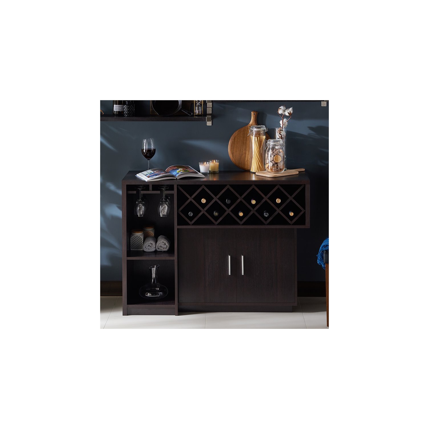 Furniture of America Derick Wood Multi-Storage Buffet Cabinet in Espresso