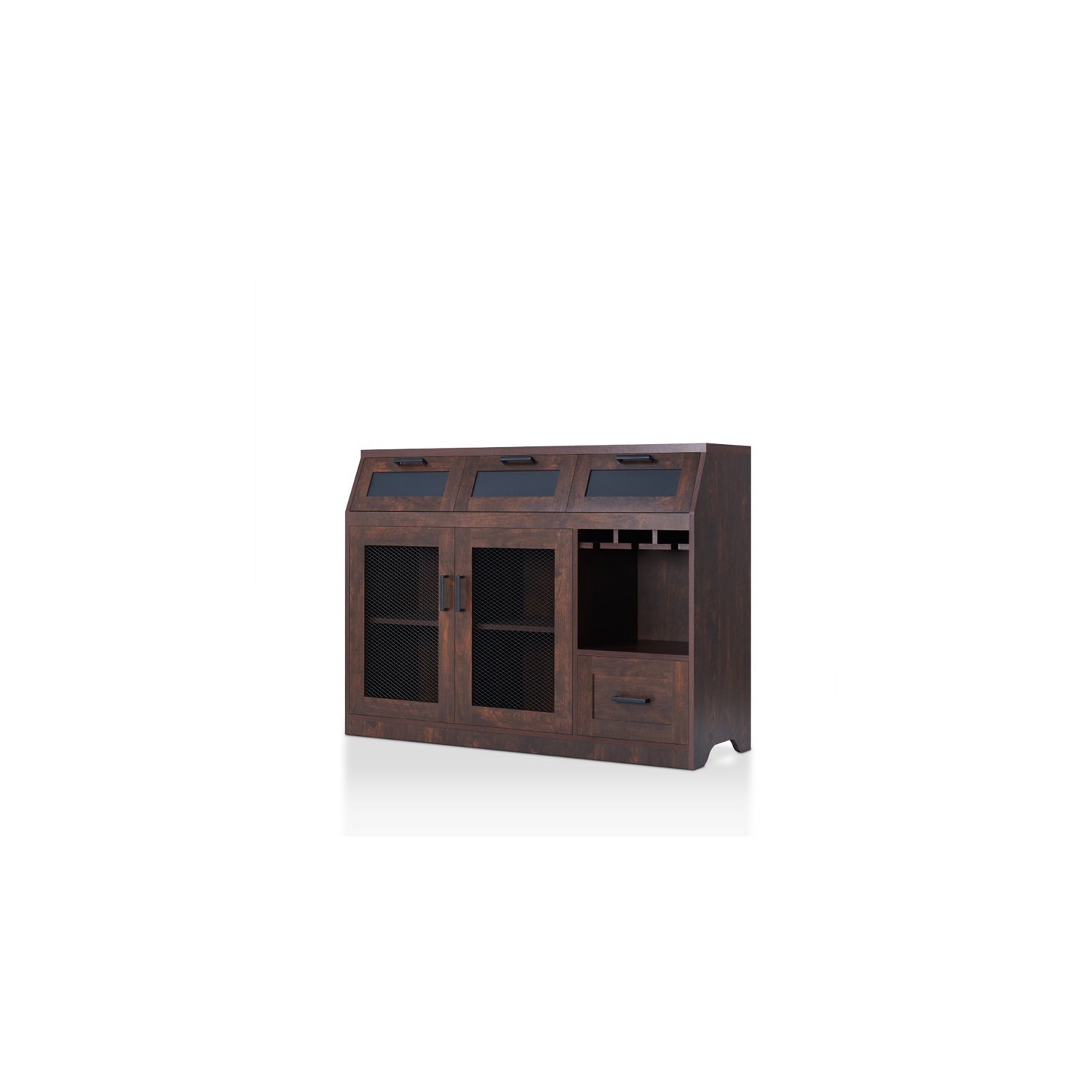 Furniture of America Coffman Wood Wine Storage Buffet in Vintage Walnut