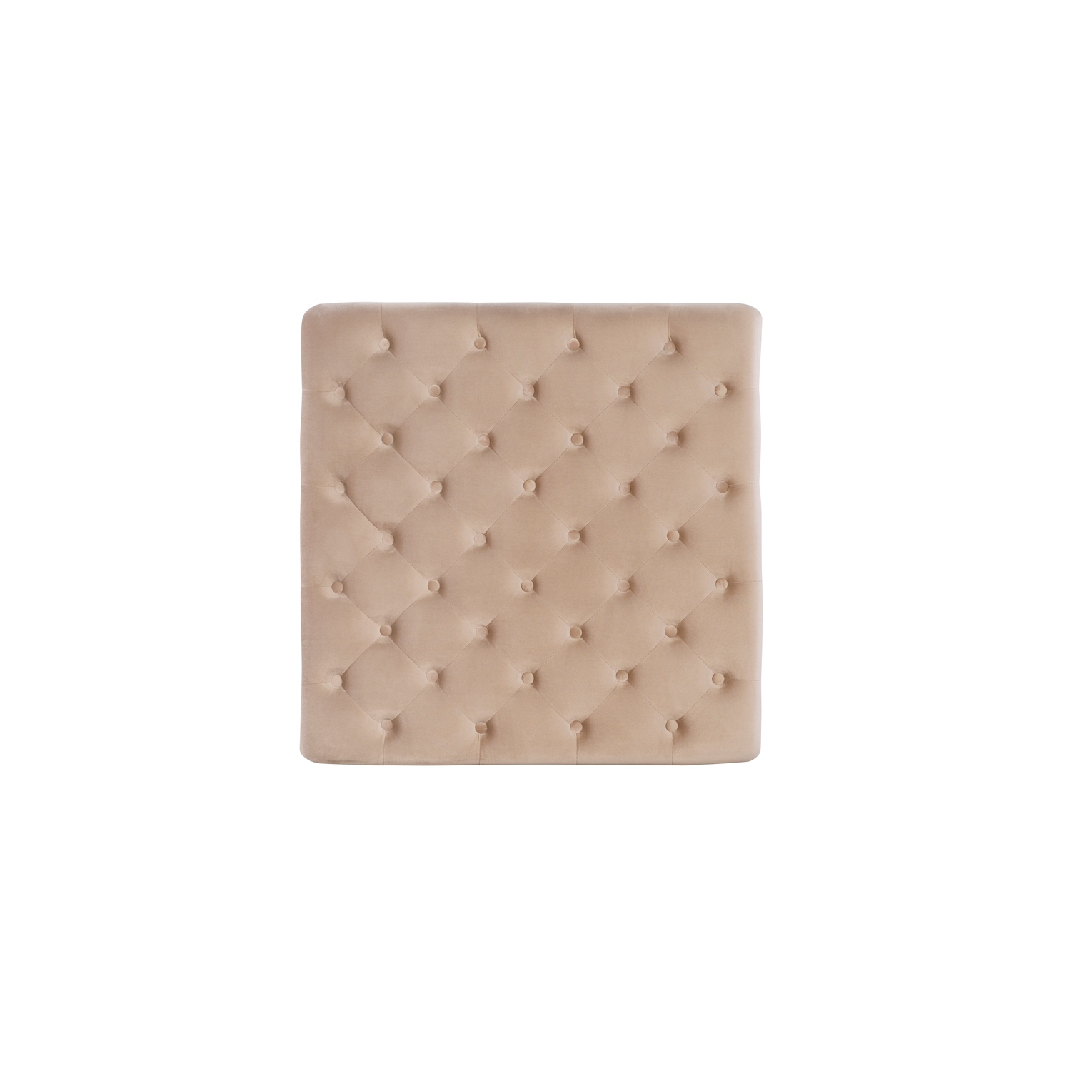 Linon Isabelle Square Tufted Wood Upholstered Ottoman in Tan Brown