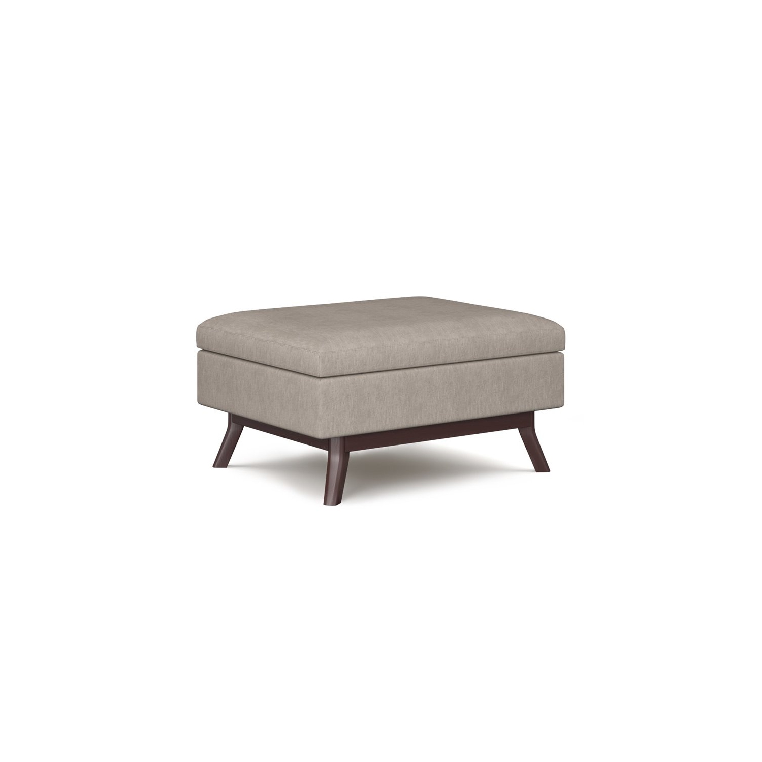 Simpli Home Owen 34" Linen Look Fabric Coffee Table Ottoman in Natural