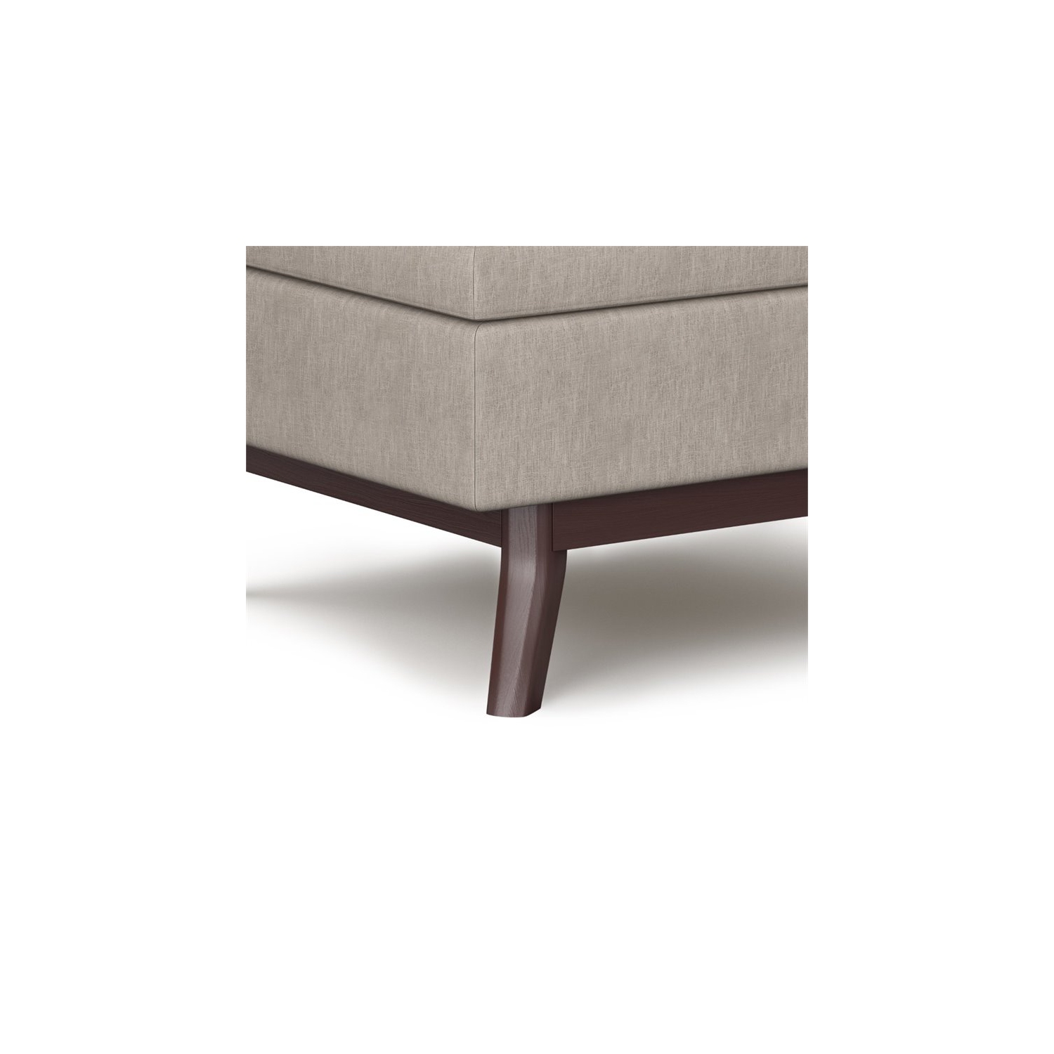 Simpli Home Owen 34" Linen Look Fabric Coffee Table Ottoman in Natural