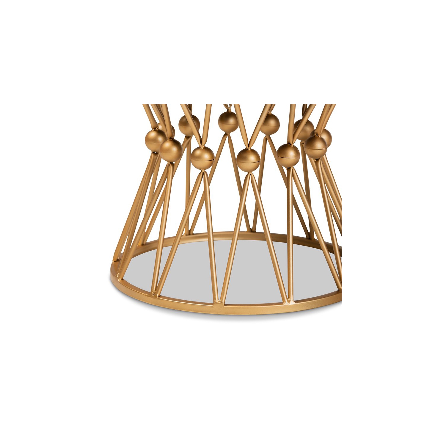 Baxton Studio Leonie Faux Fur Upholstered Gold Finish Metal Ottoman in White