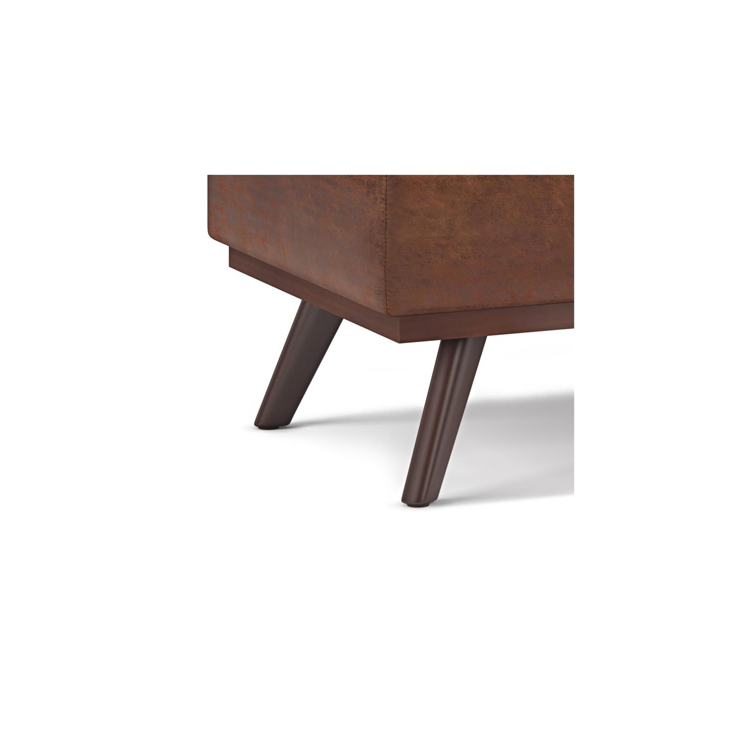 Owen 42 in.W Table Storage Ottoman in Distressed Saddle Brown Faux Leather