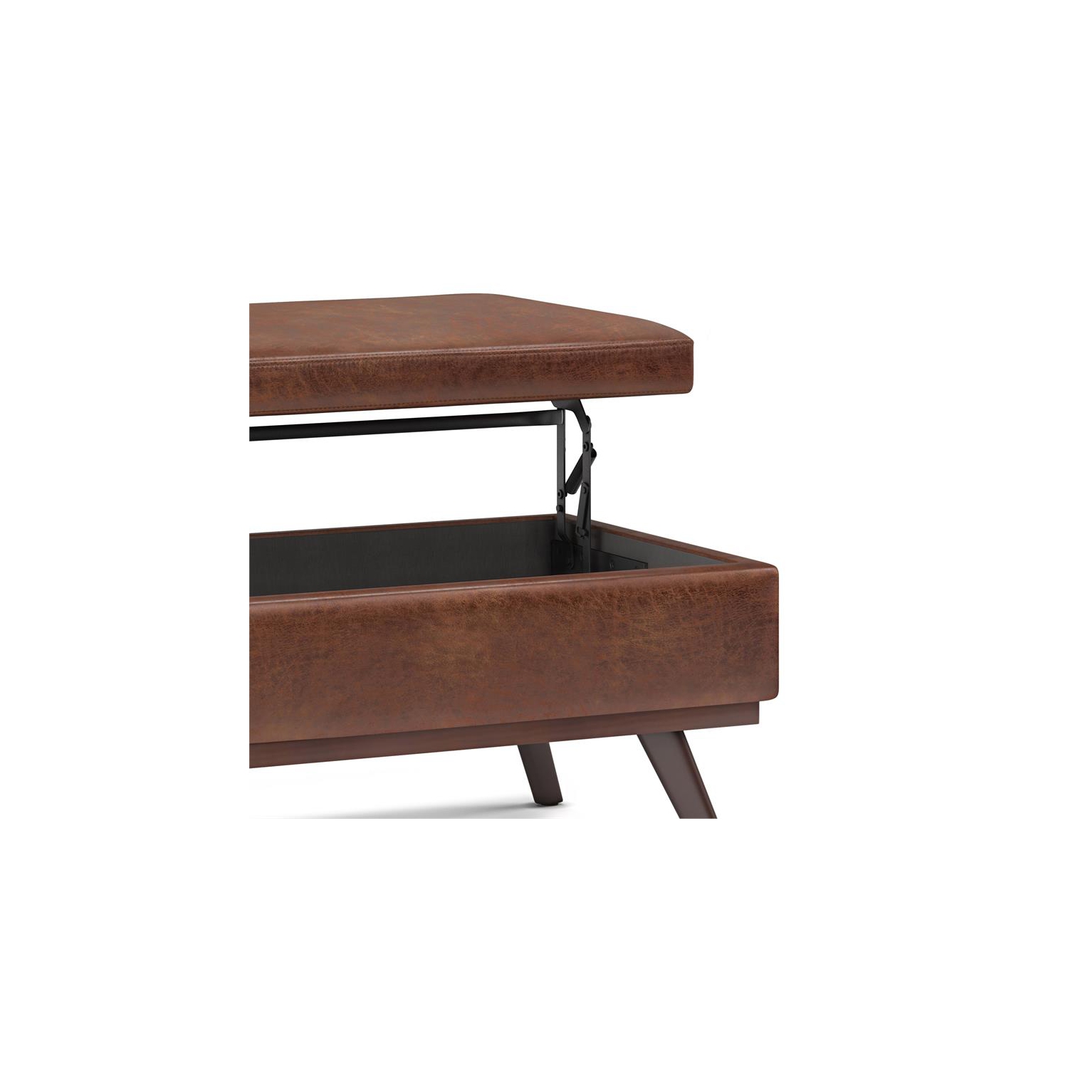 Owen 42 in.W Table Storage Ottoman in Distressed Saddle Brown Faux Leather