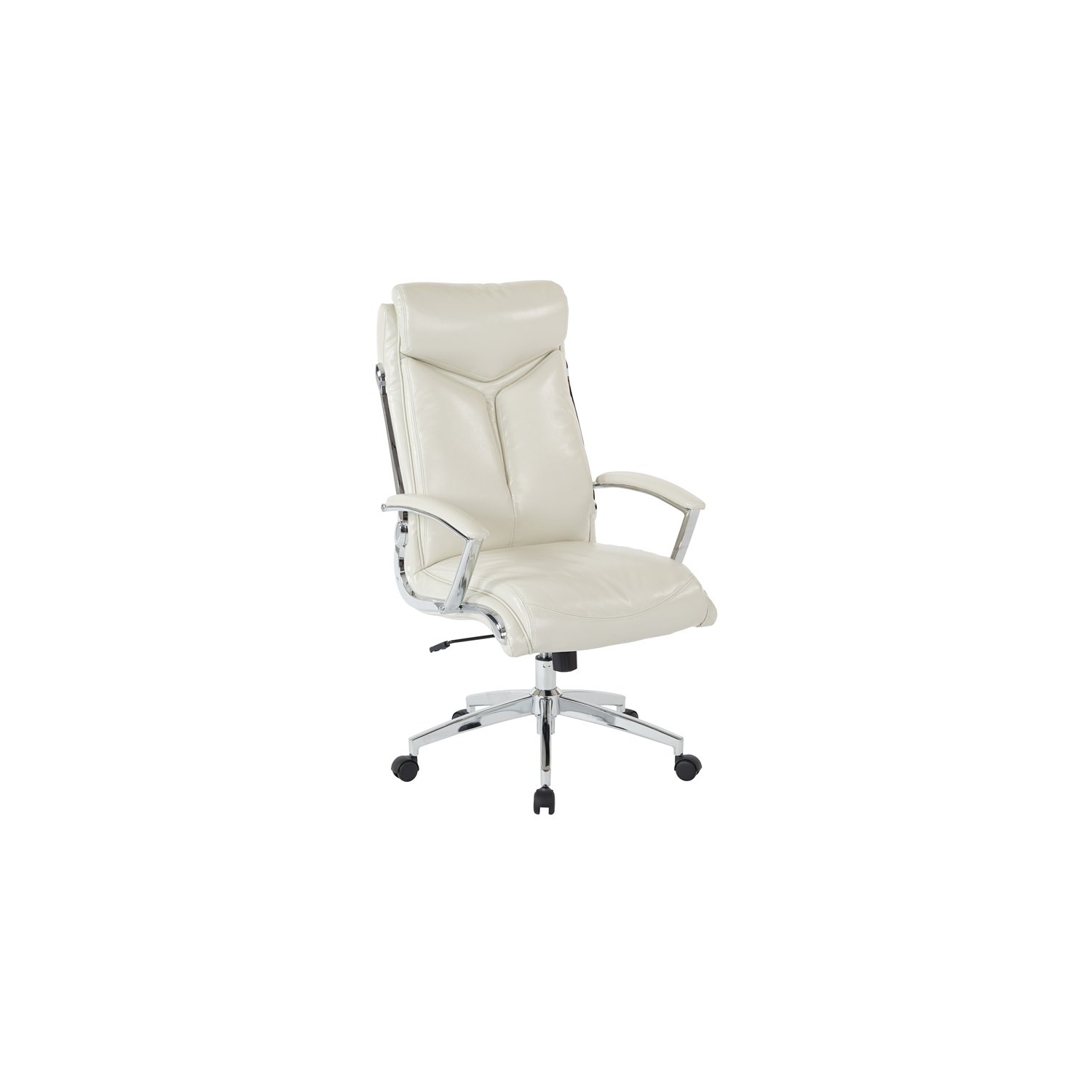 Executive Faux Leather High Back Chair in Cream with Padded Arms