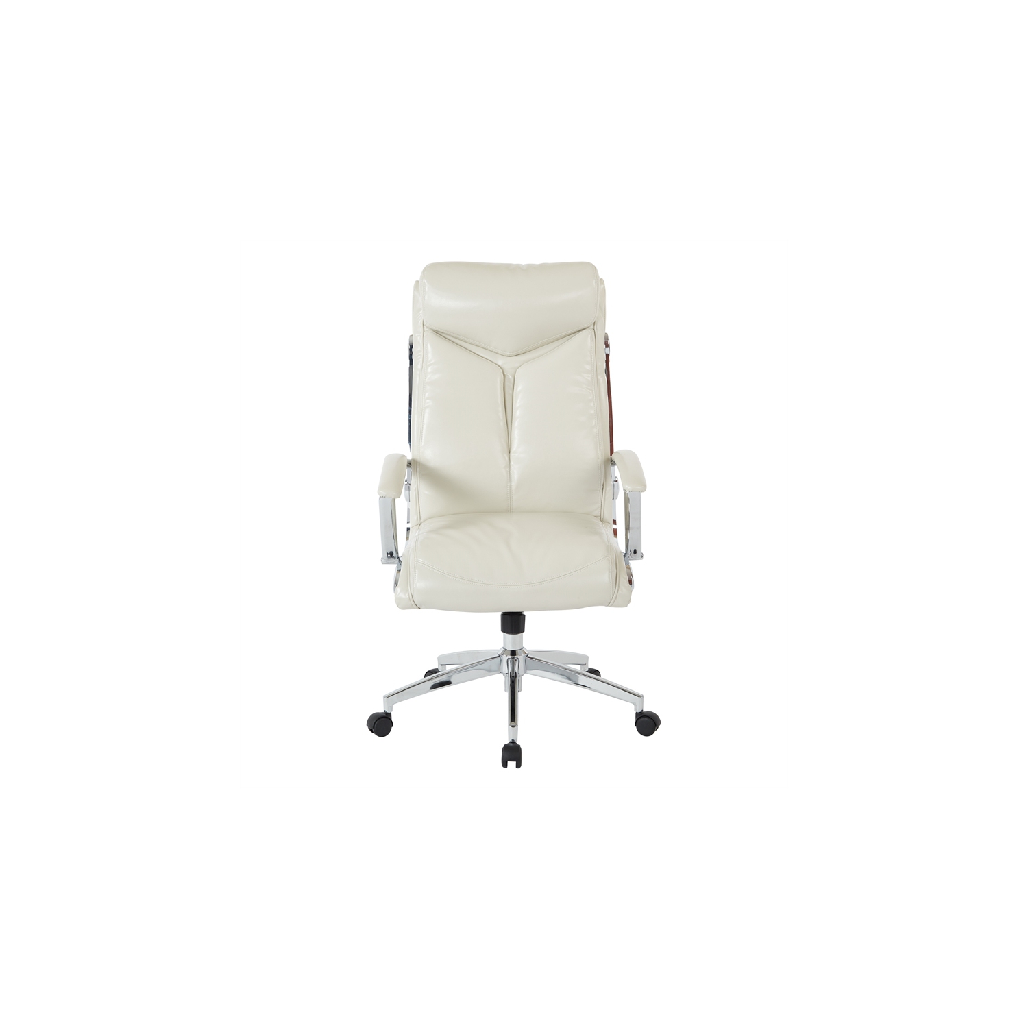 Executive Faux Leather High Back Chair in Cream with Padded Arms