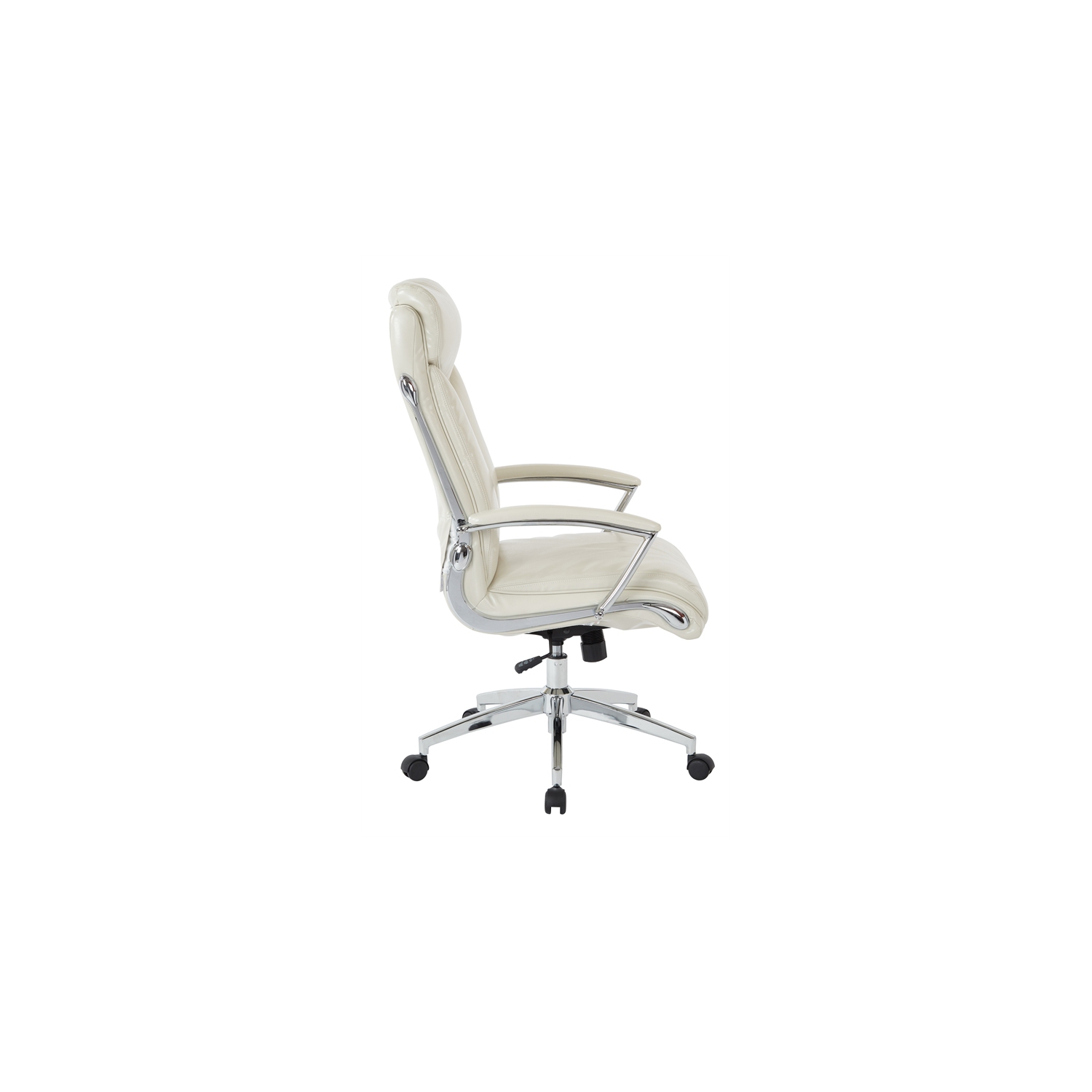 Executive Faux Leather High Back Chair in Cream with Padded Arms