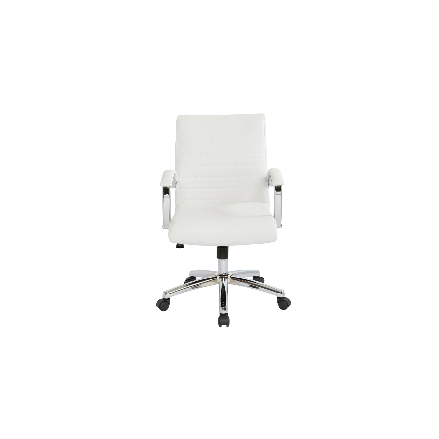 Executive Low Back Chair in White Faux Leather with Chrome Arms and Base K/D
