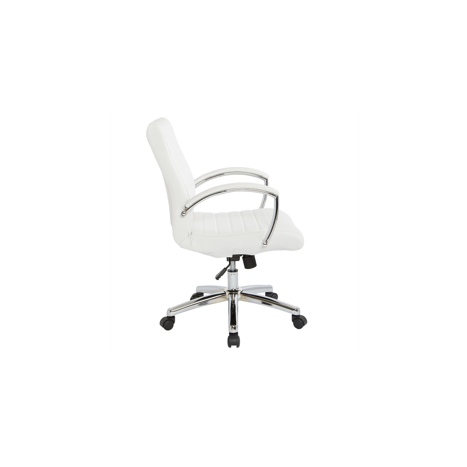 Executive Low Back Chair in White Faux Leather with Chrome Arms and Base K/D