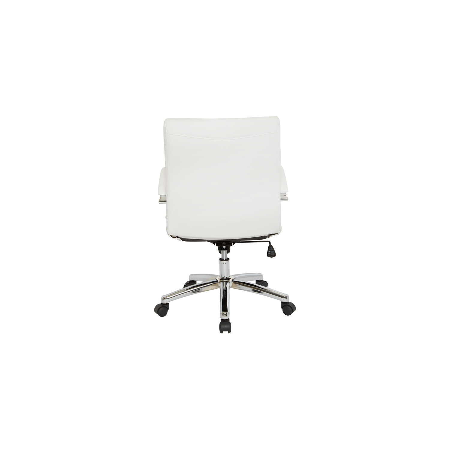 Executive Low Back Chair in White Faux Leather with Chrome Arms and Base K/D