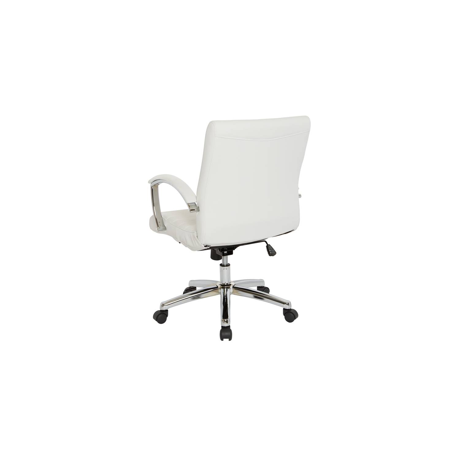Executive Low Back Chair in White Faux Leather with Chrome Arms and Base K/D