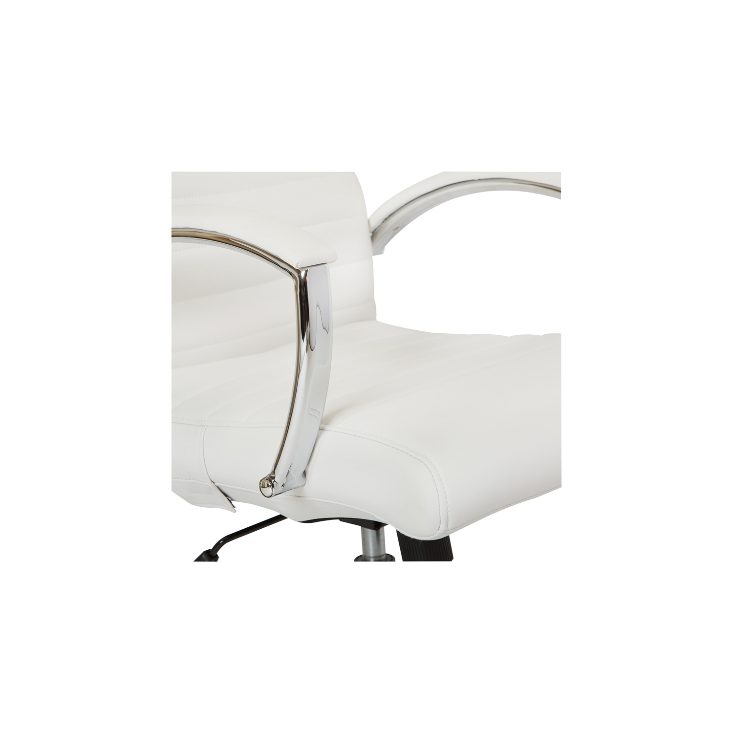 Executive Low Back Chair in White Faux Leather with Chrome Arms and Base K/D