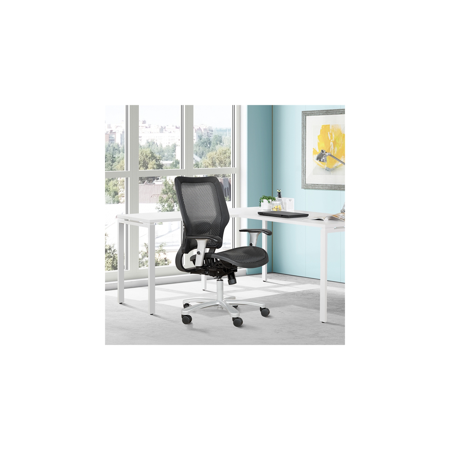 Air Grid Seat and Back Big & Tall Chair in Black Fabric