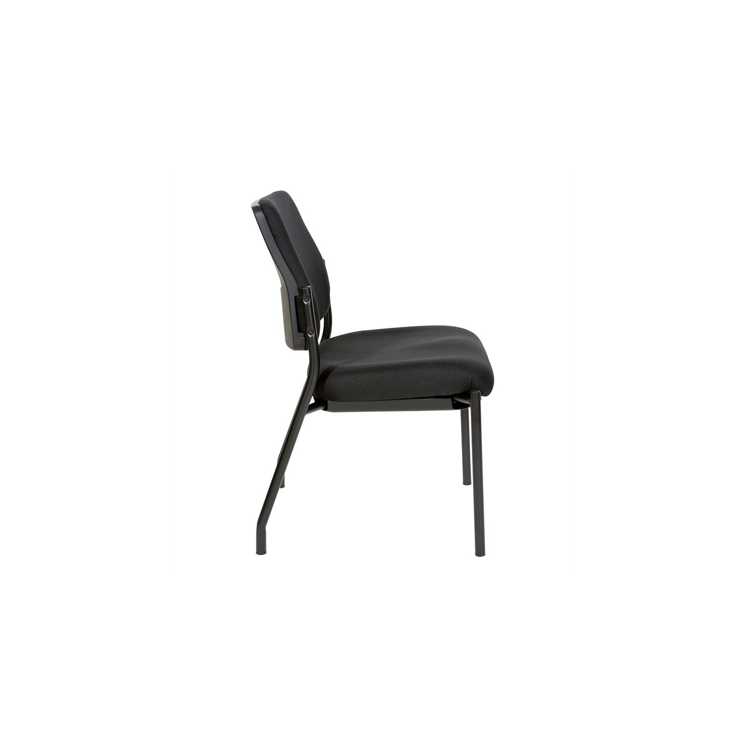 Stackable Armless Visitor Chair Black Fabric Padded Seat and Back