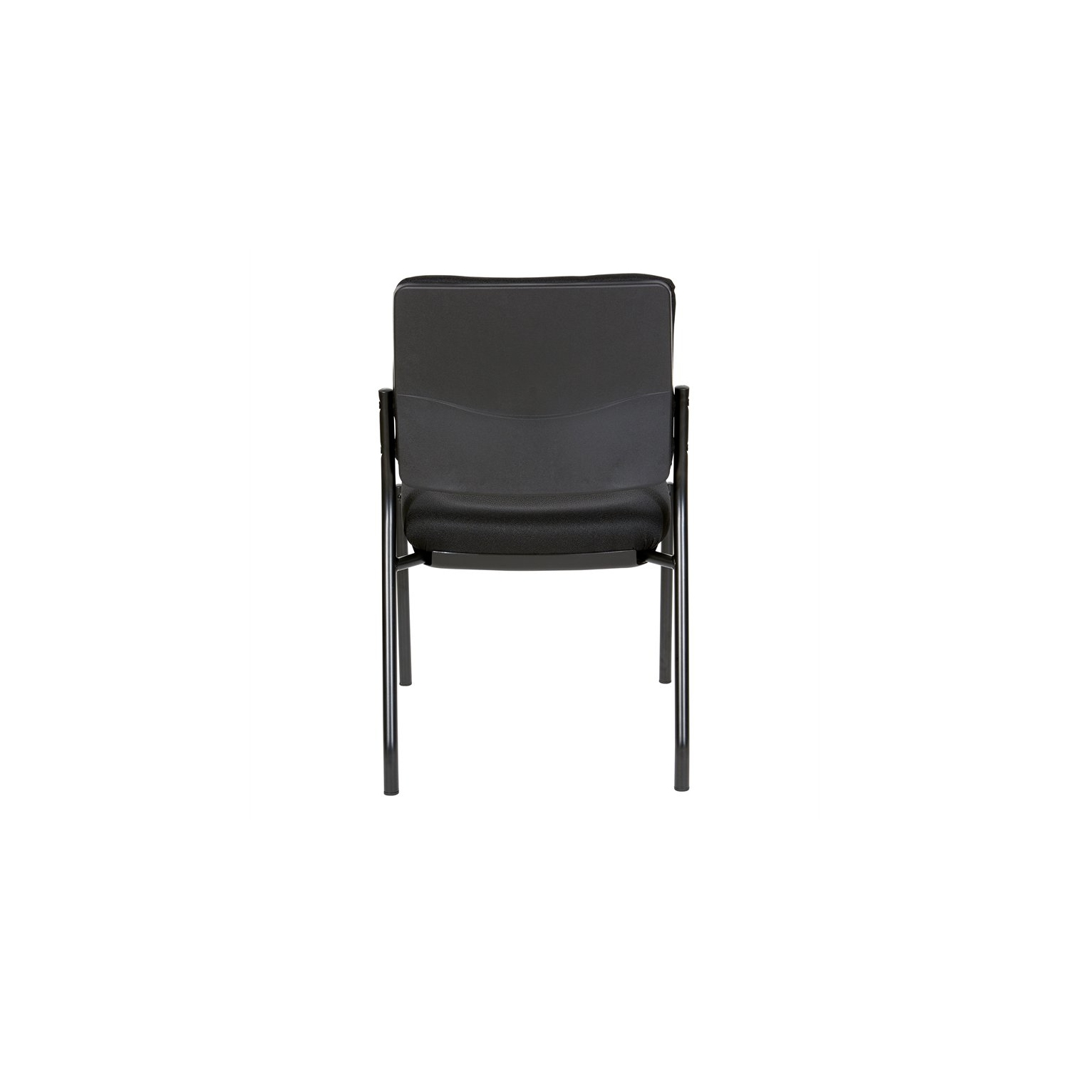 Stackable Armless Visitor Chair Black Fabric Padded Seat and Back