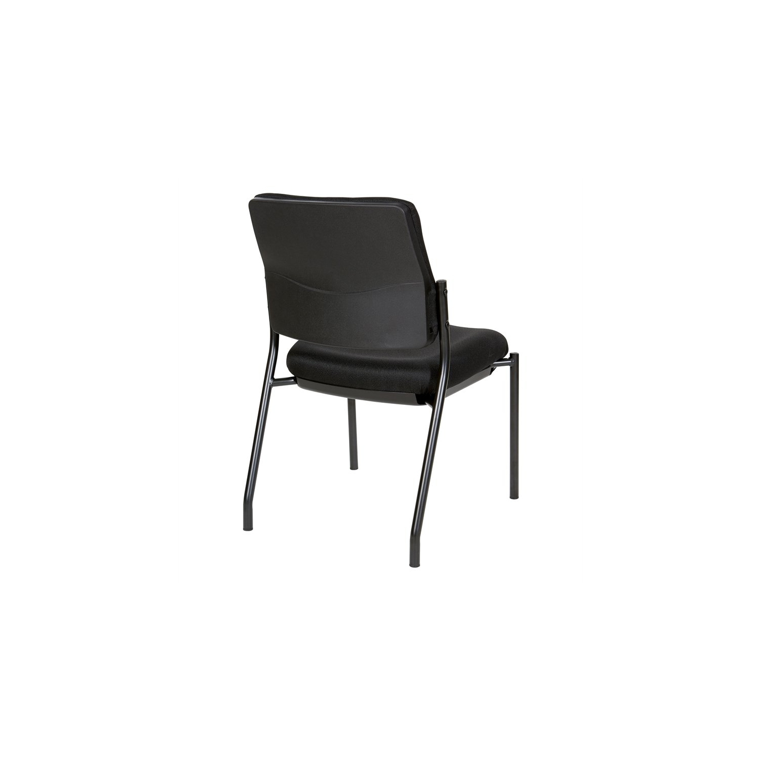 Stackable Armless Visitor Chair Black Fabric Padded Seat and Back
