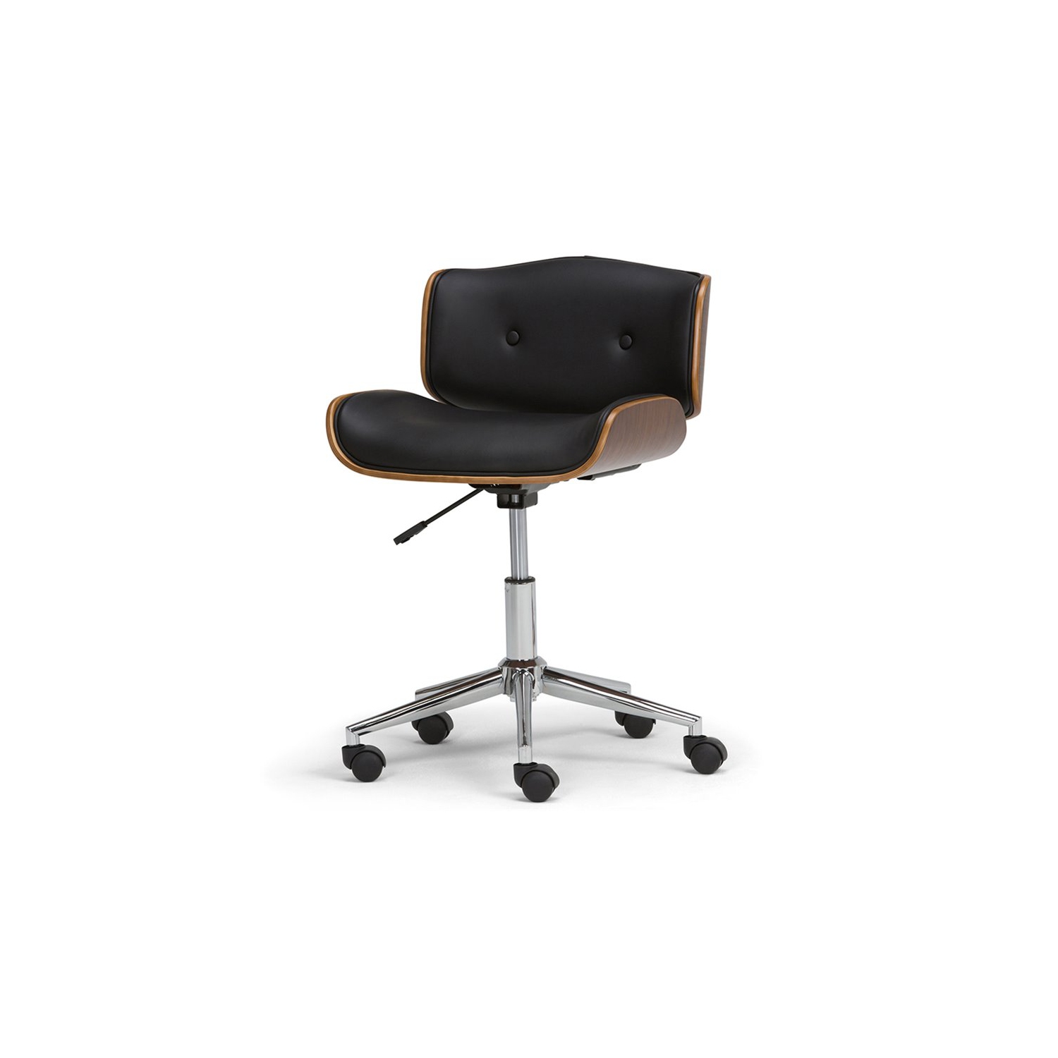 Simpli Home Dax Swivel Adjustable Executive Computer Bentwood Office Chair in Black and Natural