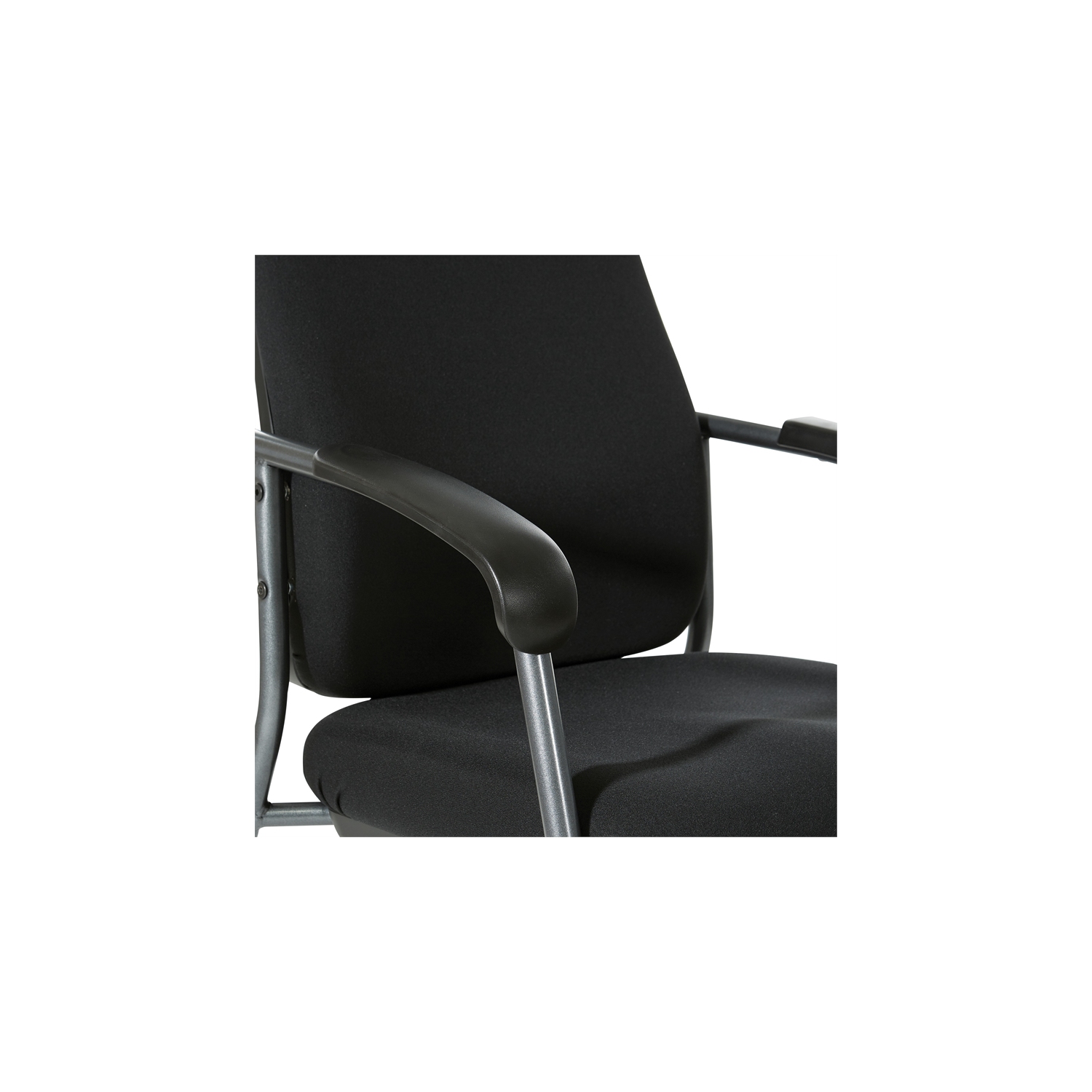 High Back Guest Chair in Black Fabric and Titanium Frame