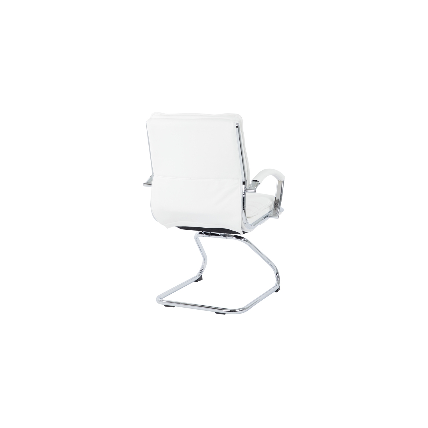 Office Star – Chaise d’invité en similicuir blanc avec base chromée