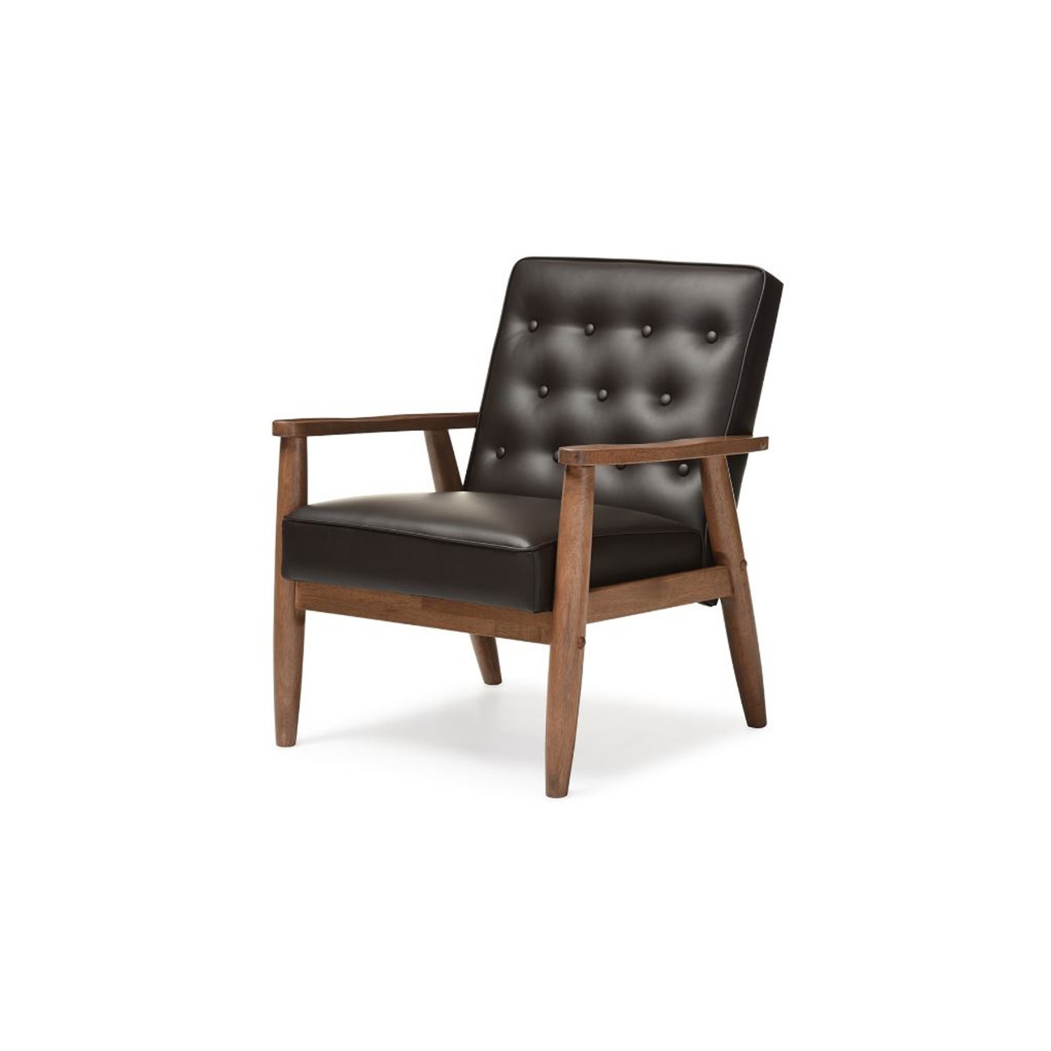 Baxton Studio Sorrento Faux Leather Tufted Reception Chair in Brown