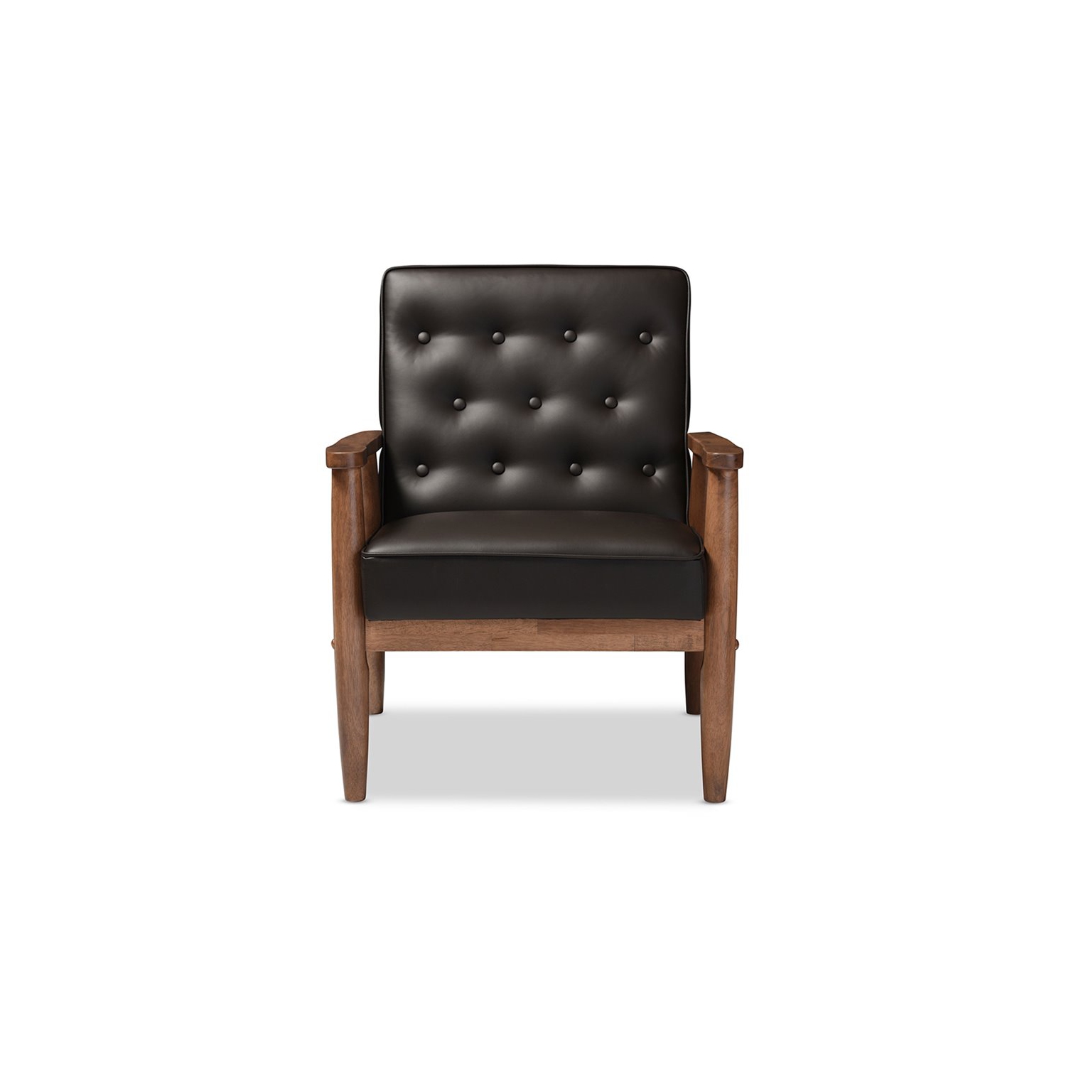 Baxton Studio Sorrento Faux Leather Tufted Reception Chair in Brown
