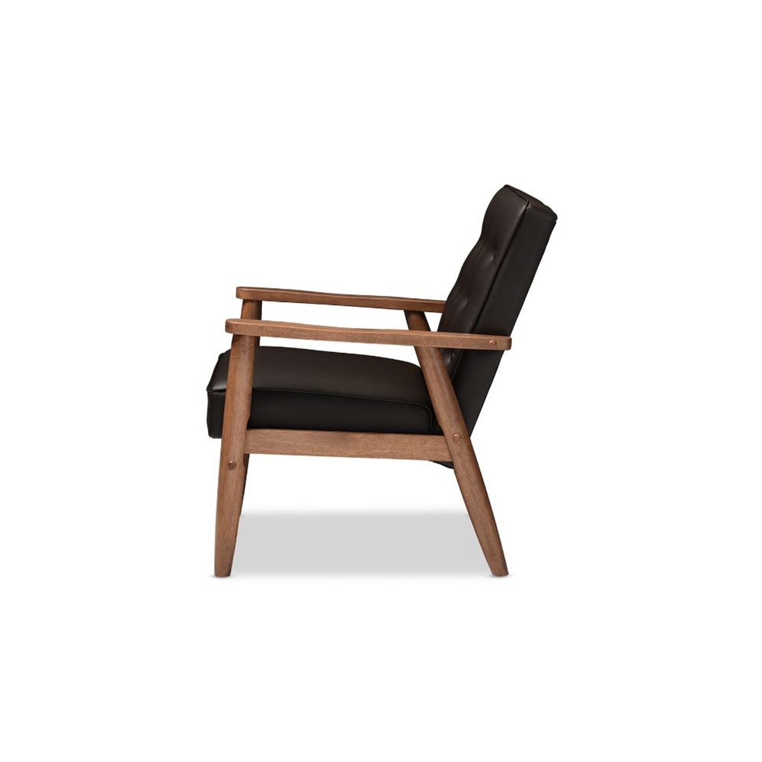 Baxton Studio Sorrento Faux Leather Tufted Reception Chair in Brown