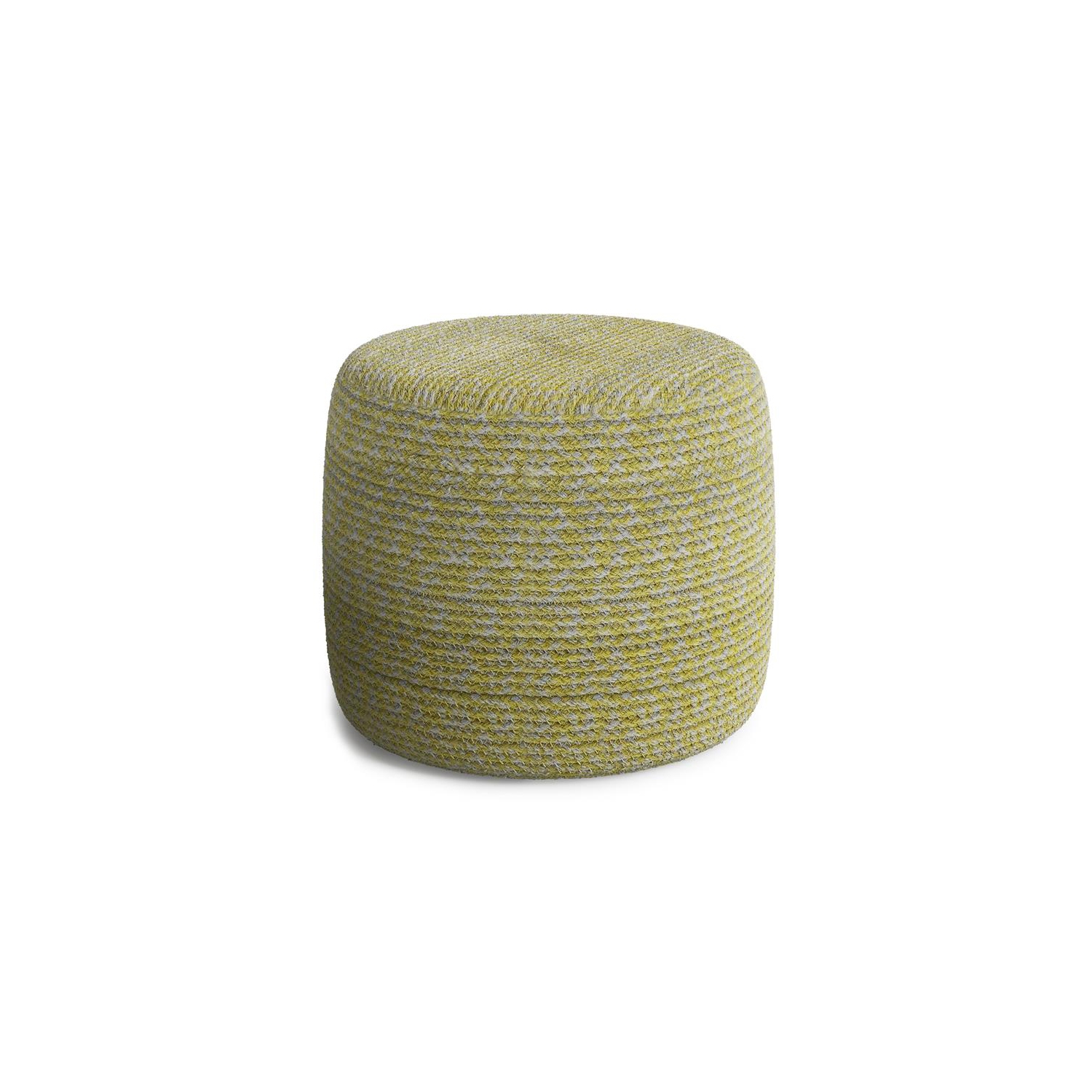 Bayley Transitional Round Braided Pouf in Muted Yellow and Natural Cotton