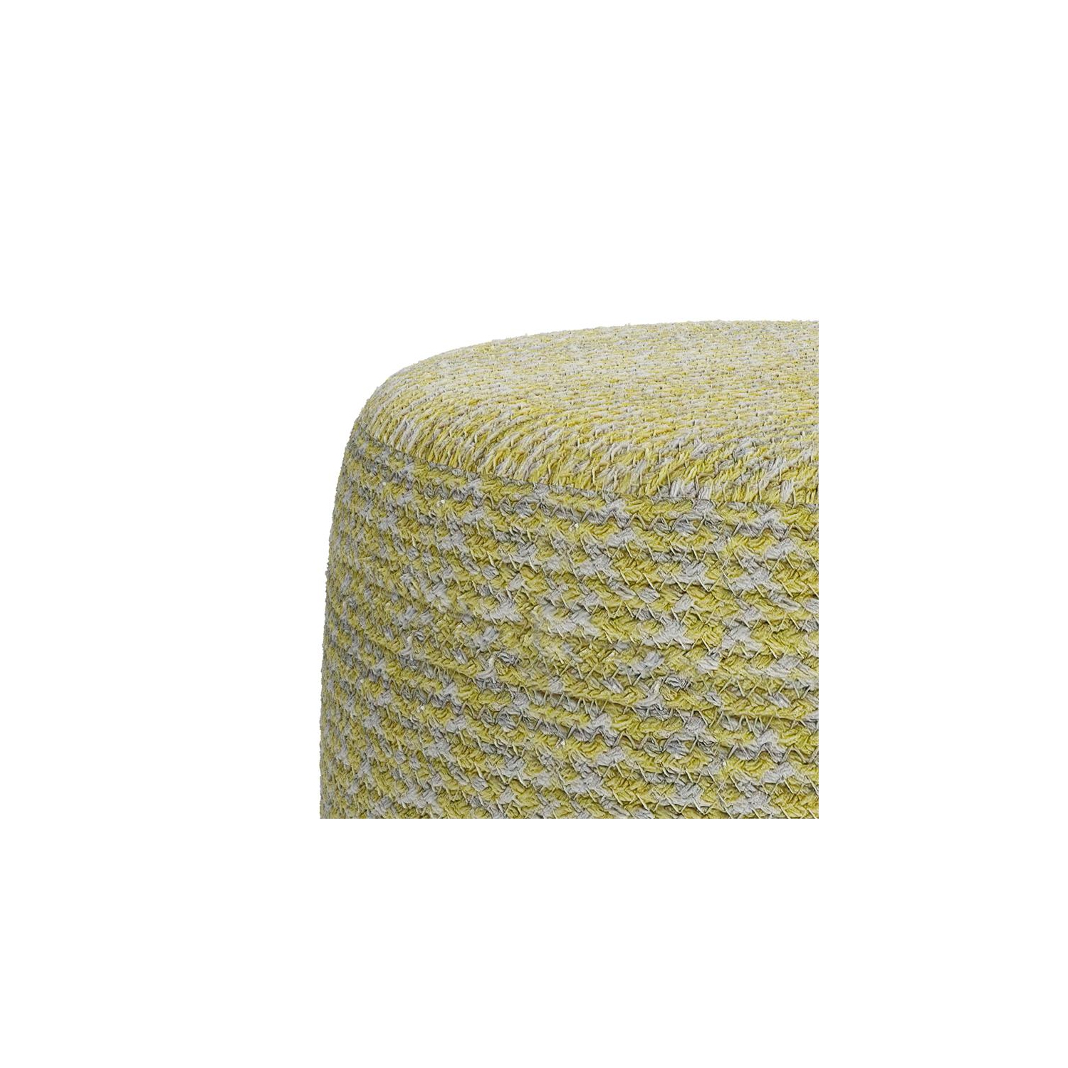 Bayley Transitional Round Braided Pouf in Muted Yellow and Natural Cotton