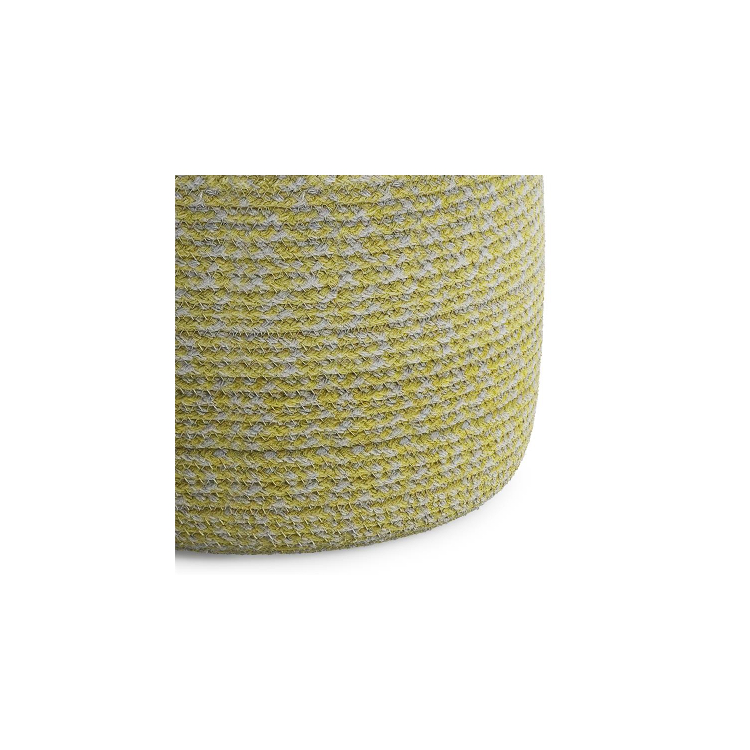 Bayley Transitional Round Braided Pouf in Muted Yellow and Natural Cotton