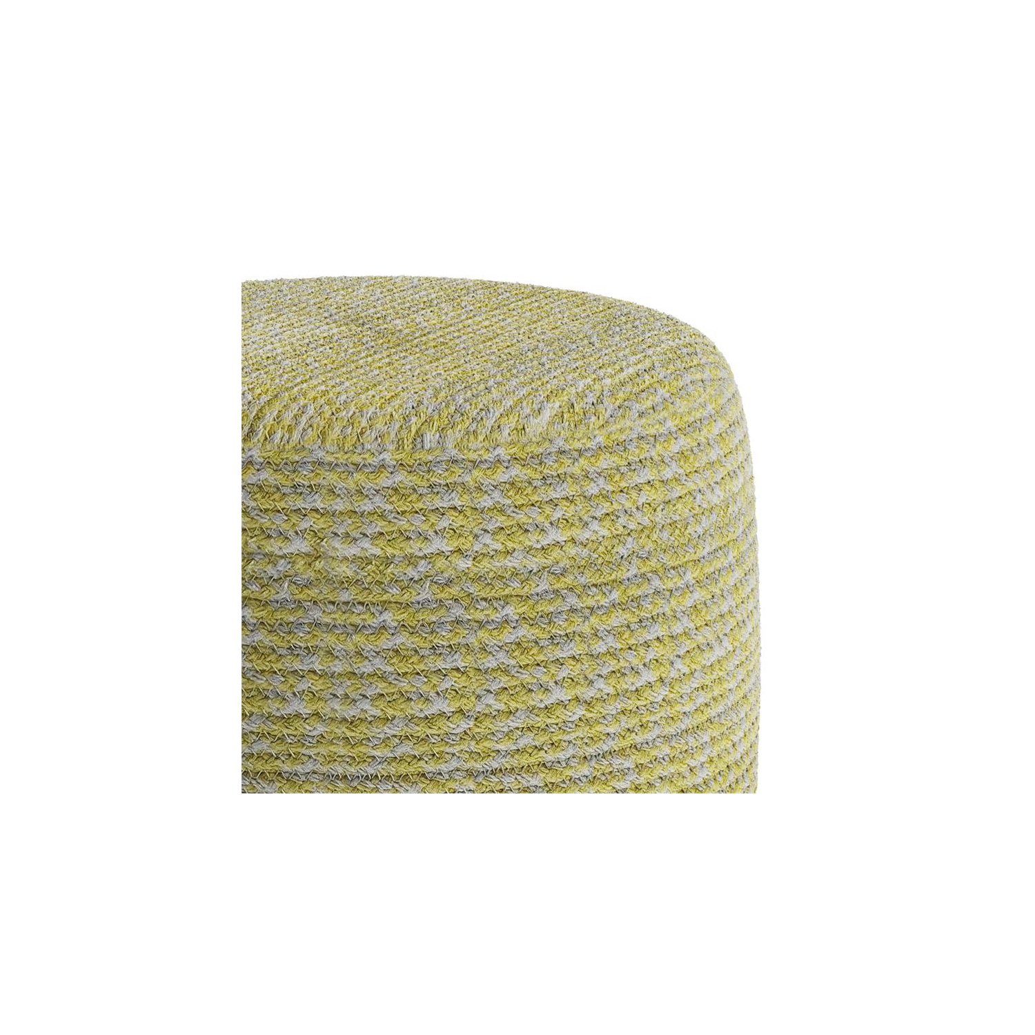 Bayley Transitional Round Braided Pouf in Muted Yellow and Natural Cotton