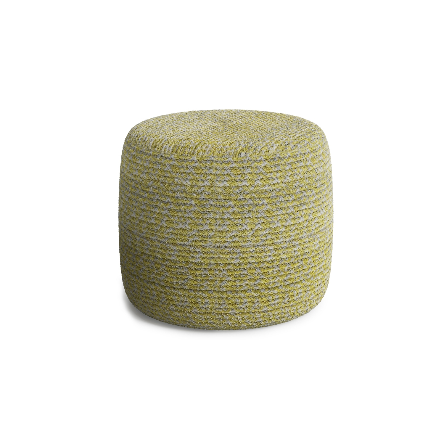 Bayley Transitional Round Braided Pouf in Muted Yellow and Natural Cotton