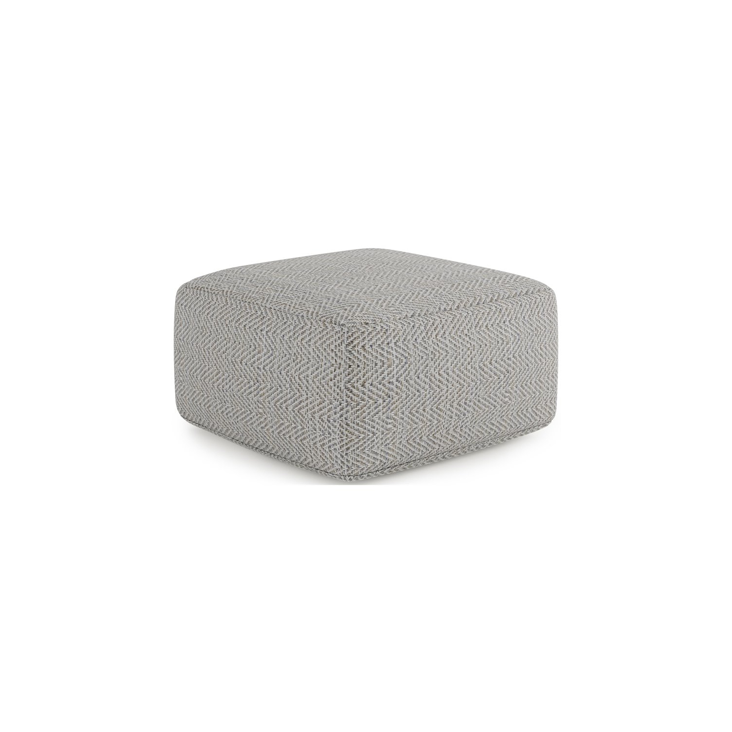 Simpli Home Nate Boho Square Pouf in Patterned Gray Melange Cotton