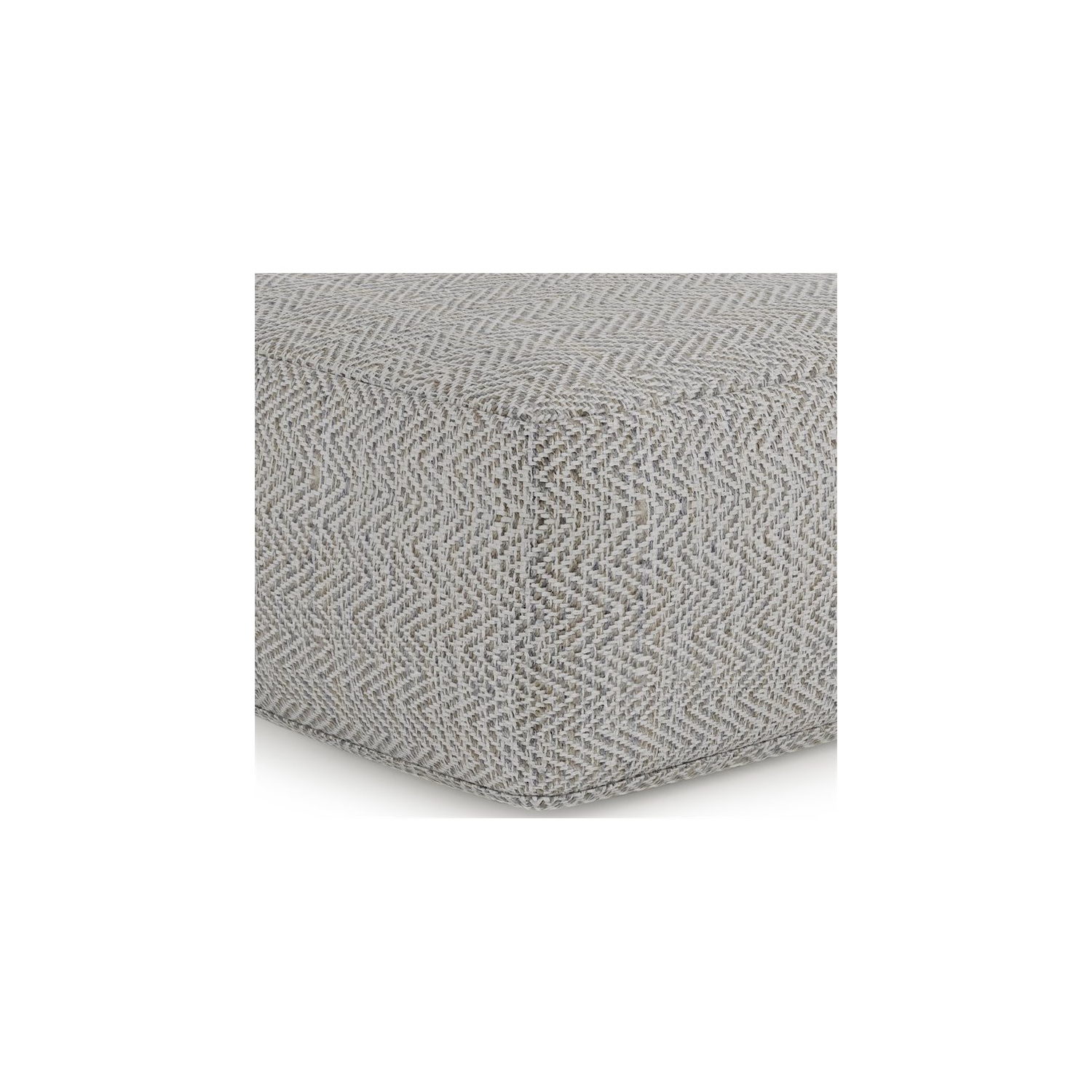 Simpli Home Nate Boho Square Pouf in Patterned Gray Melange Cotton