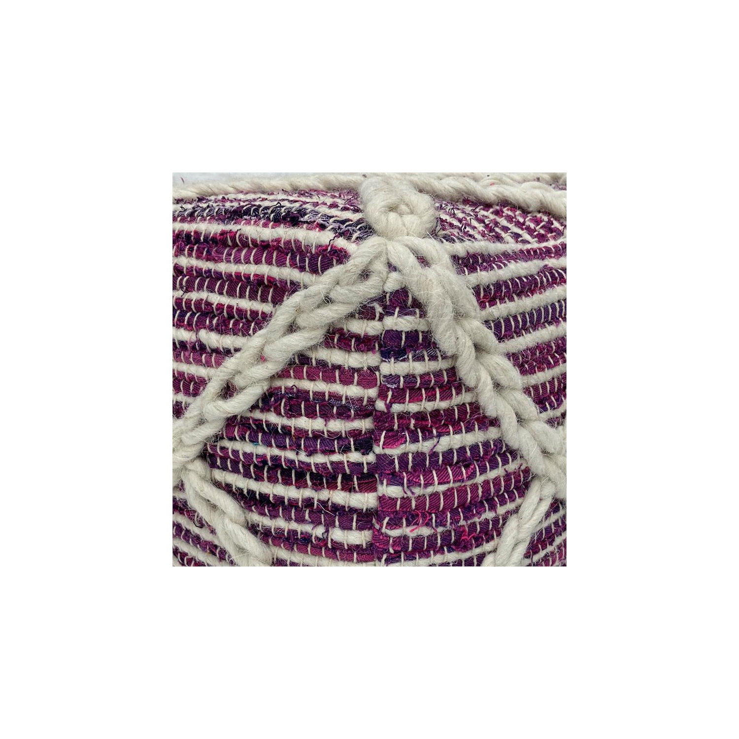 Cowan Contemporary Square Pouf in Magenta and Natural Handloom Woven