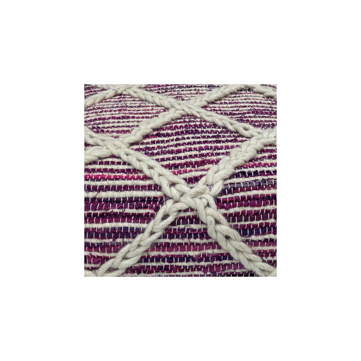 Cowan Contemporary Square Pouf in Magenta and Natural Handloom Woven