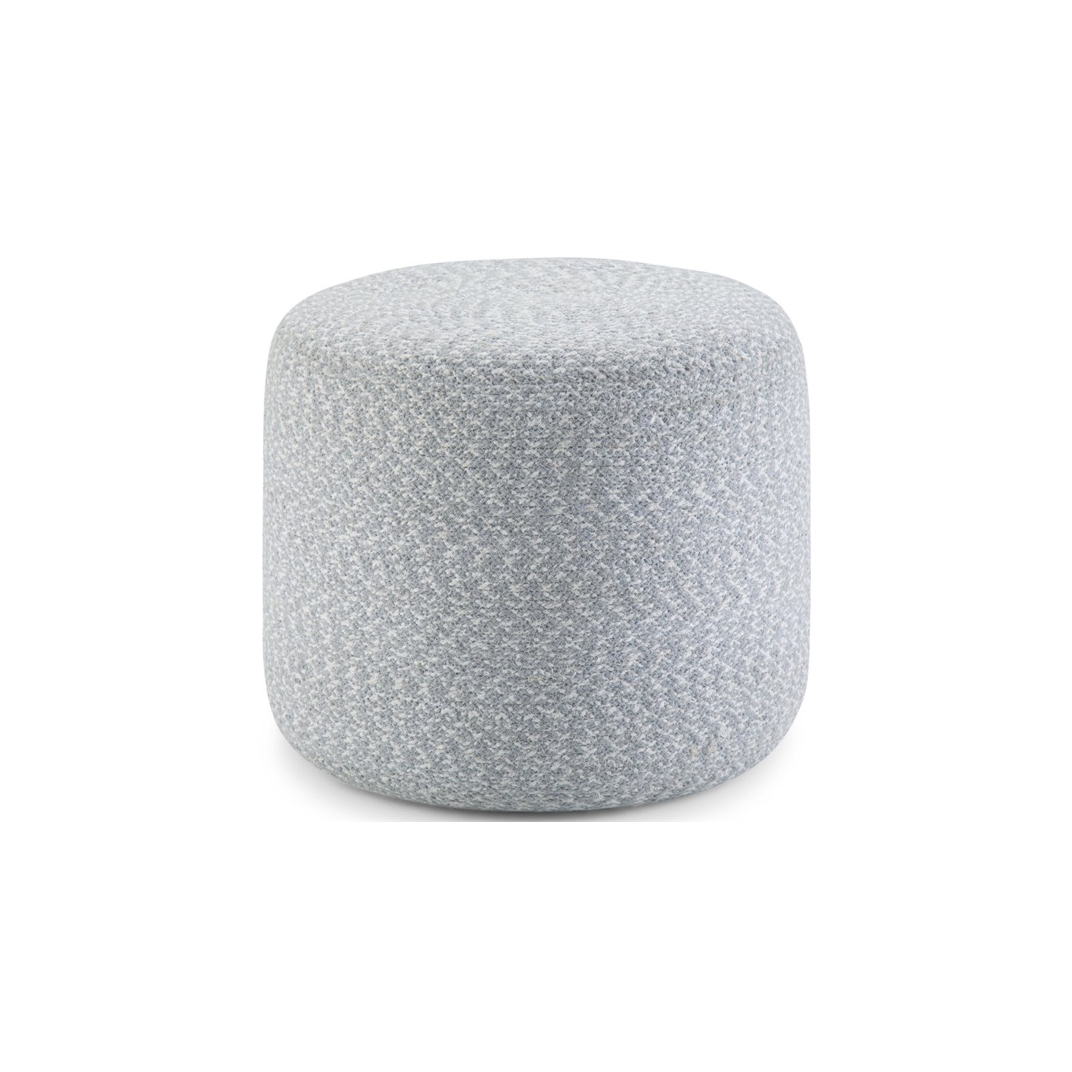 Simpli Home Bayley Boho Round Braided Pouf in Blue and Natural Cotton