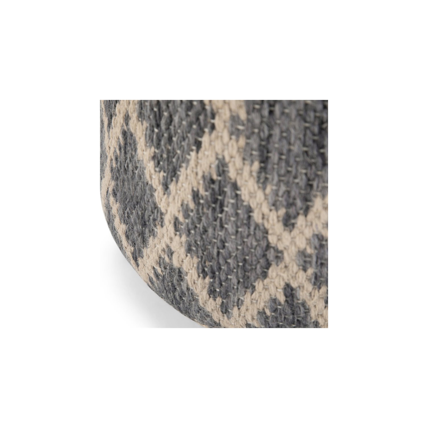 Simpli Home Edgeley Boho Round Pouf in Gray and Natural Woven Braided Jute