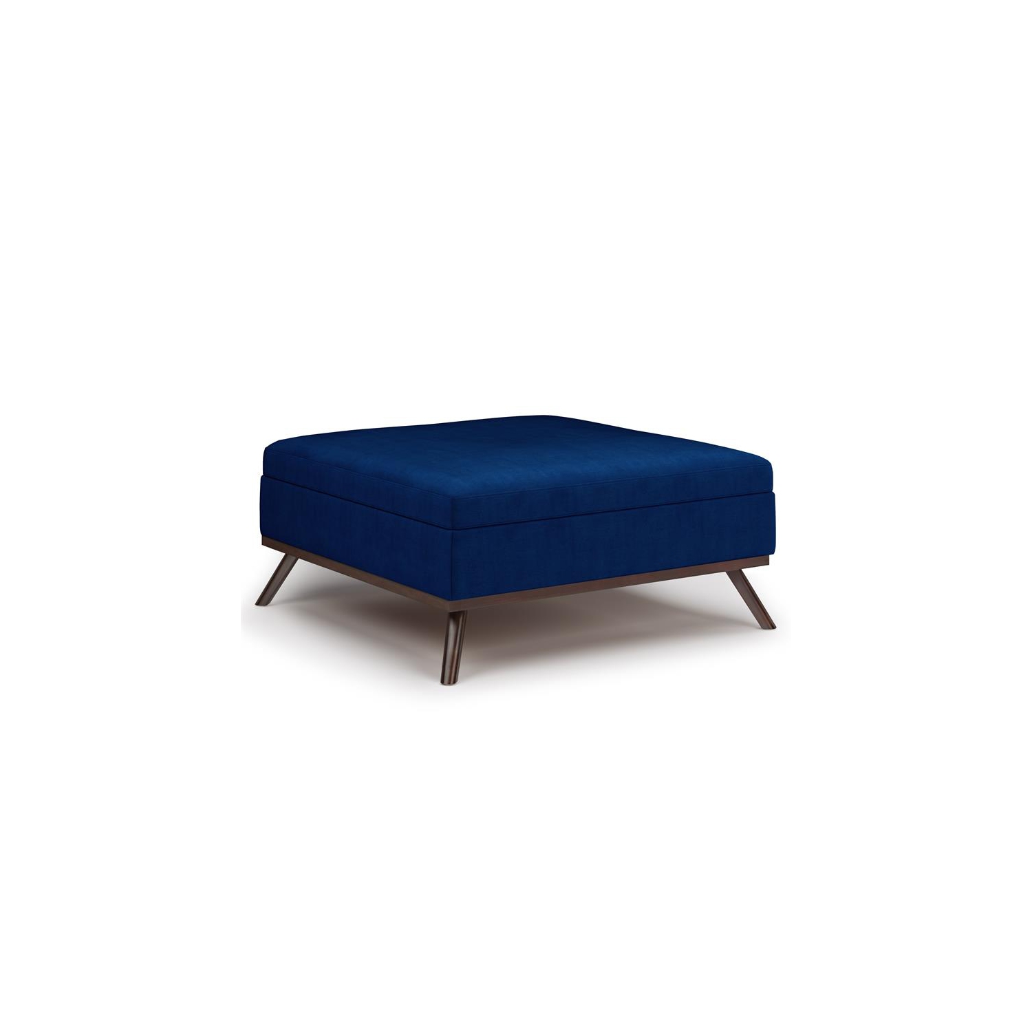 Owen 36 in.W Mid Century Coffee Table Storage Ottoman in Blue Velvet Fabric