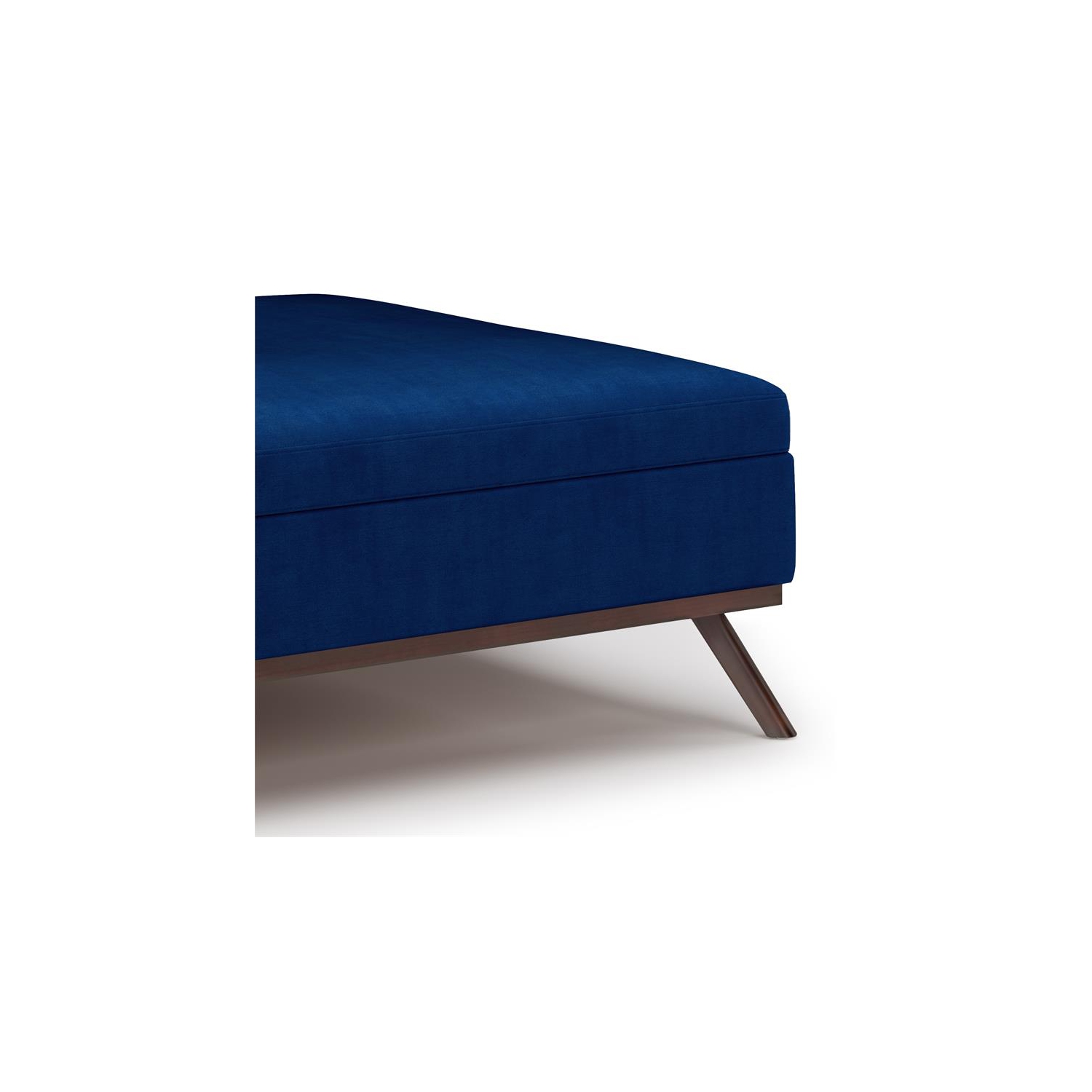 Owen 36 in.W Mid Century Coffee Table Storage Ottoman in Blue Velvet Fabric