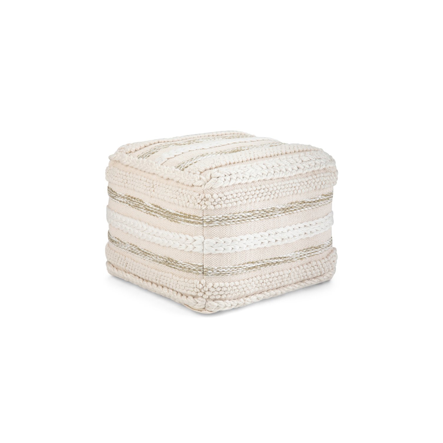 Sommer Boho Square Pouf in Natural Handloom Woven Pattern