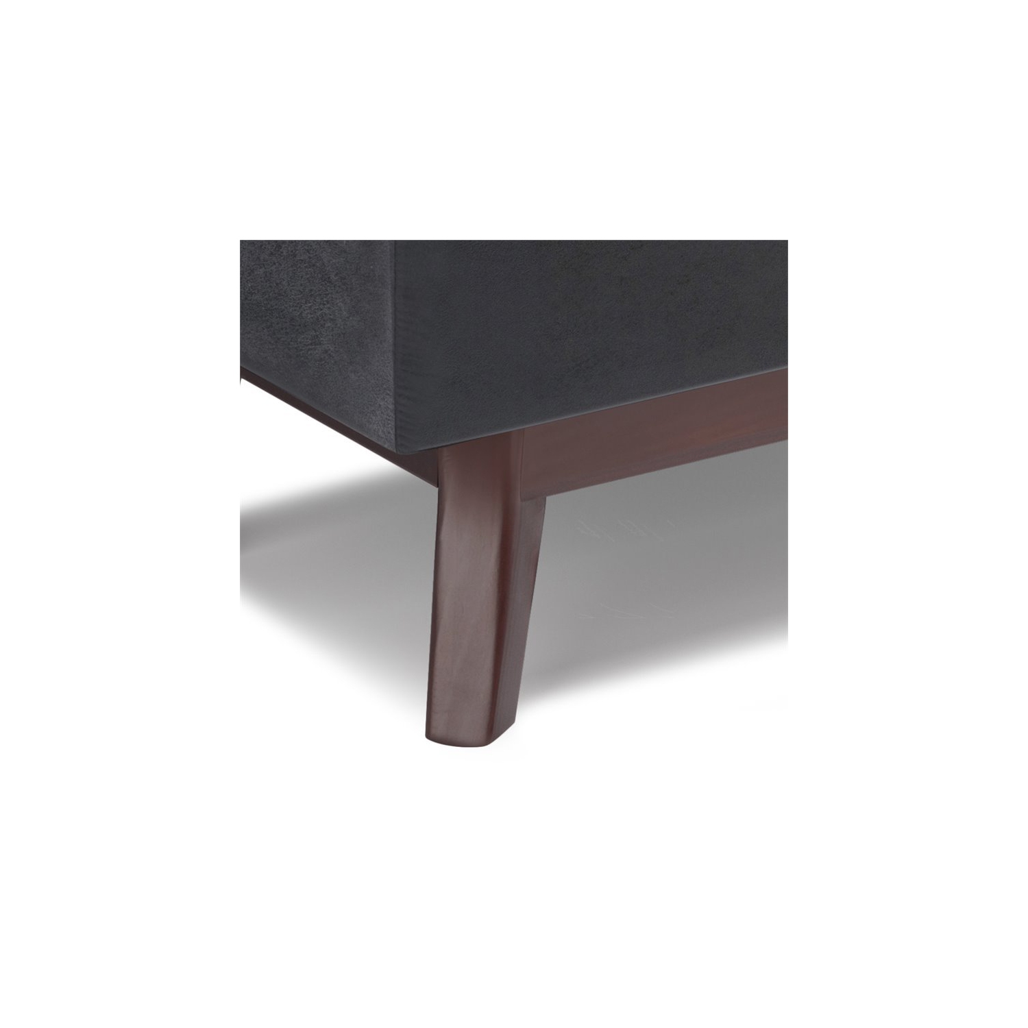 Simpli Home Owen 36" Faux Leather Storage Ottoman in Distressed Black